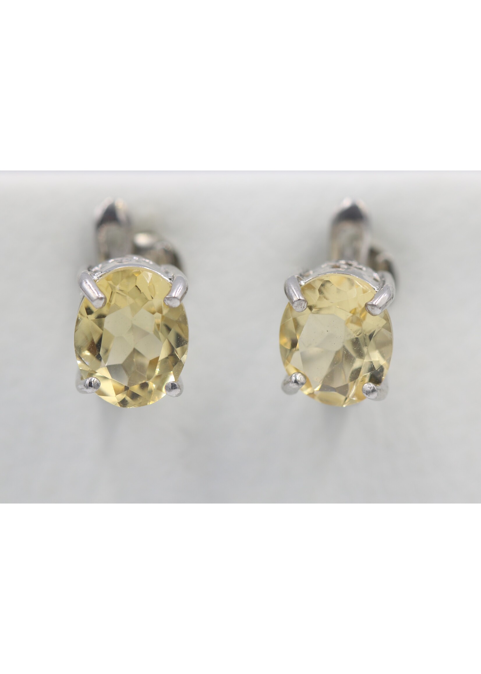 925 rhodium plated silver earrings set with natural Citrine