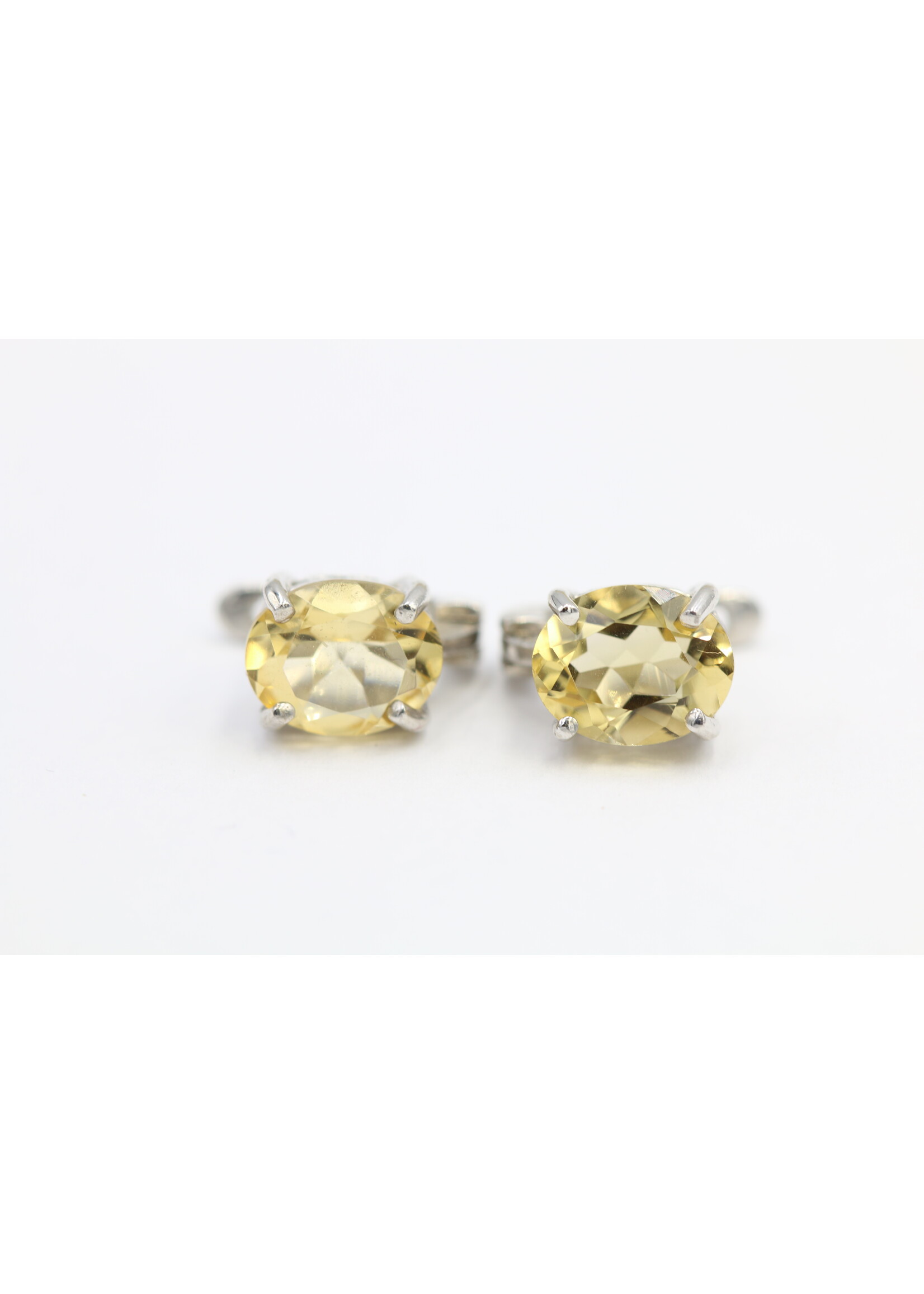 925 rhodium plated silver earrings set with natural Citrine