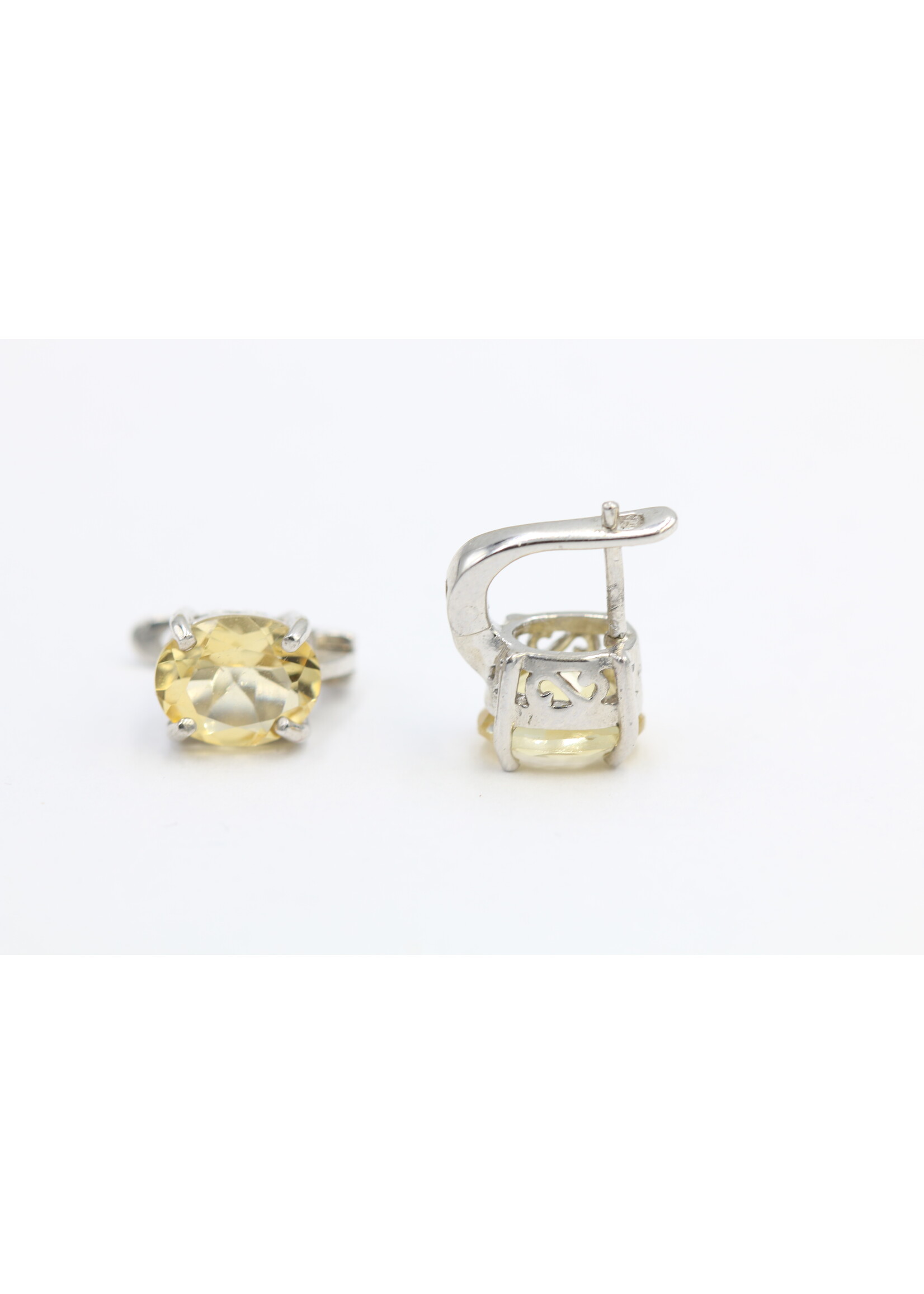 925 rhodium plated silver earrings set with natural Citrine