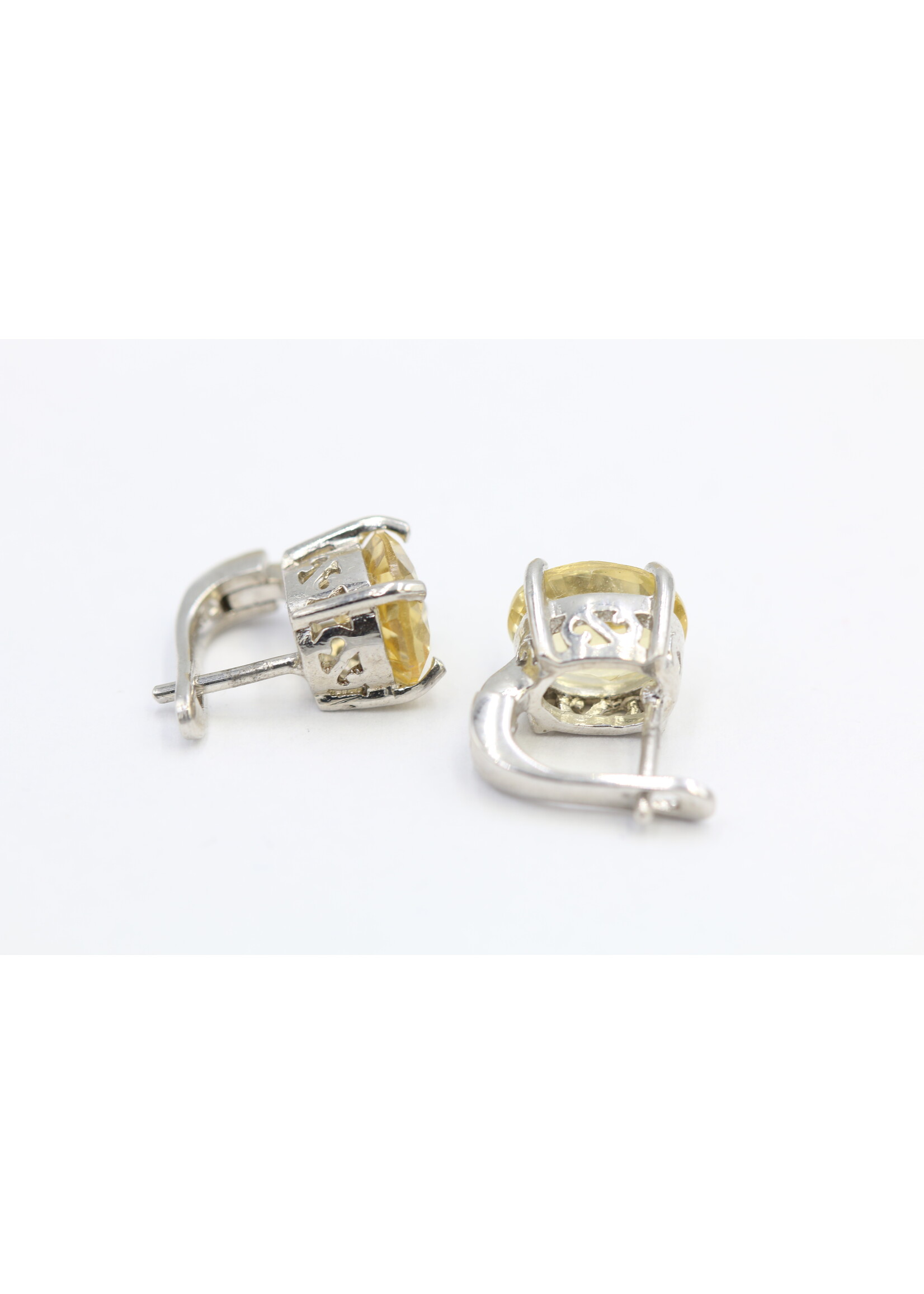 925 rhodium plated silver earrings set with natural Citrine