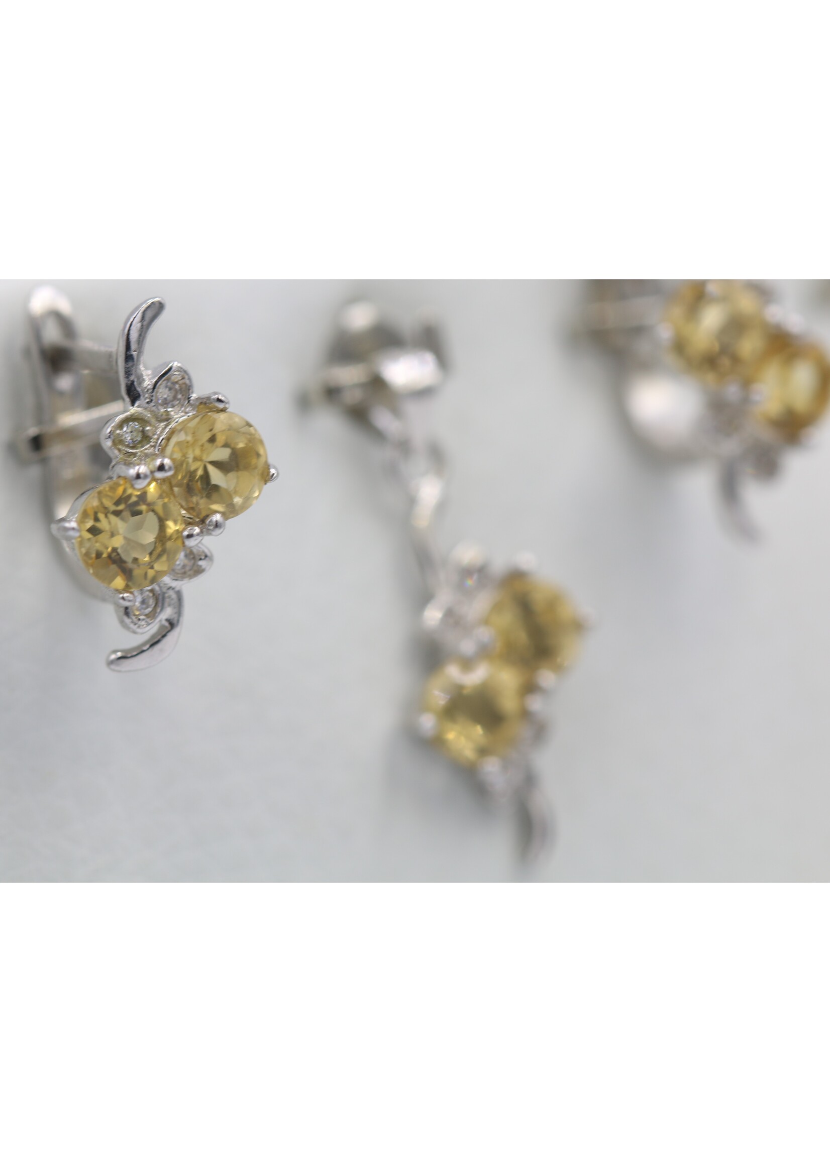 Parure en argent 925 rhodié sertie de Citrines naturelles - Copie