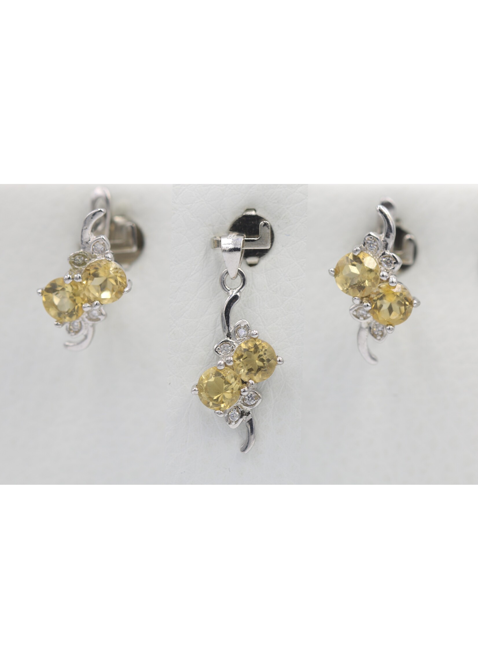 Parure en argent 925 rhodié sertie de Citrines naturelles - Copie