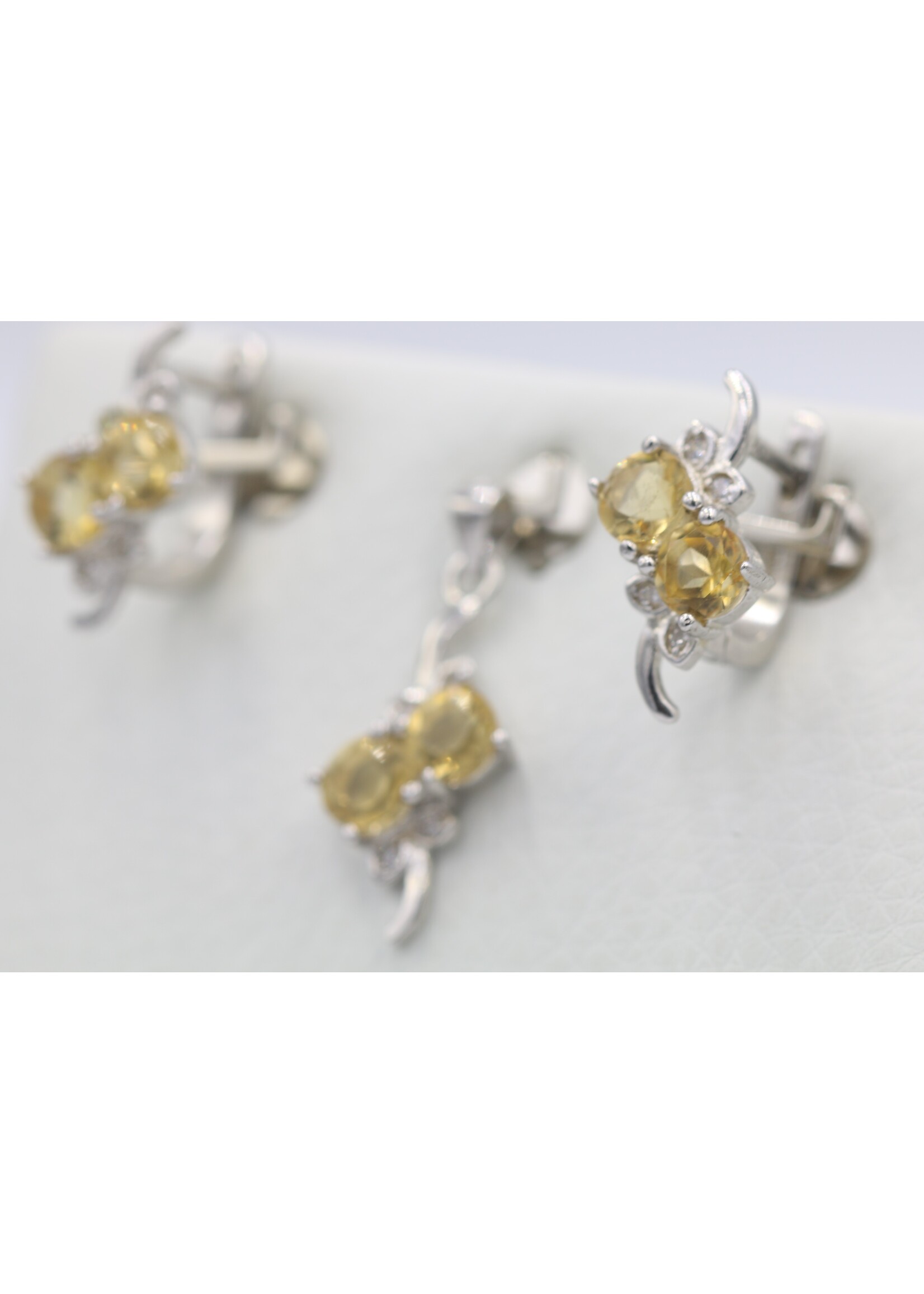 Parure en argent 925 rhodié sertie de Citrines naturelles - Copie