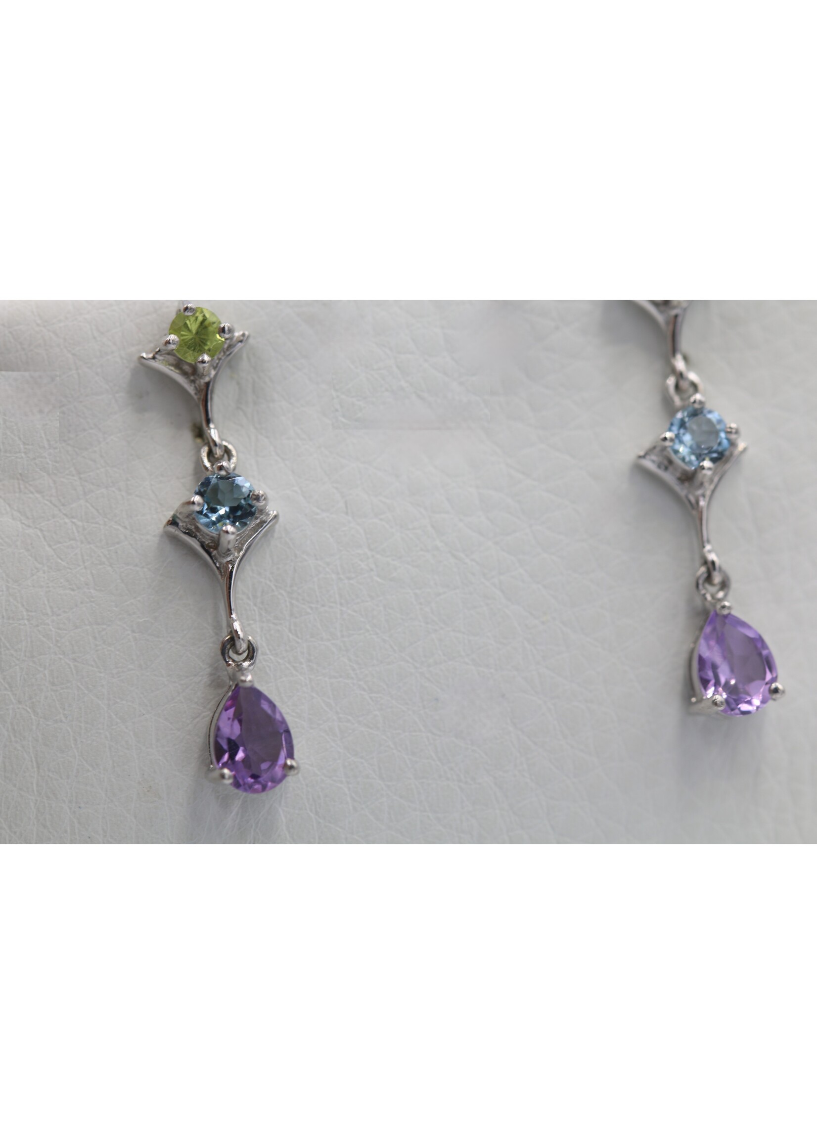 Earrings with Topaz, Peridot and Amethysts