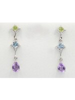 Boucles d'oreilles avec Topaze, Péridot et Améthystes