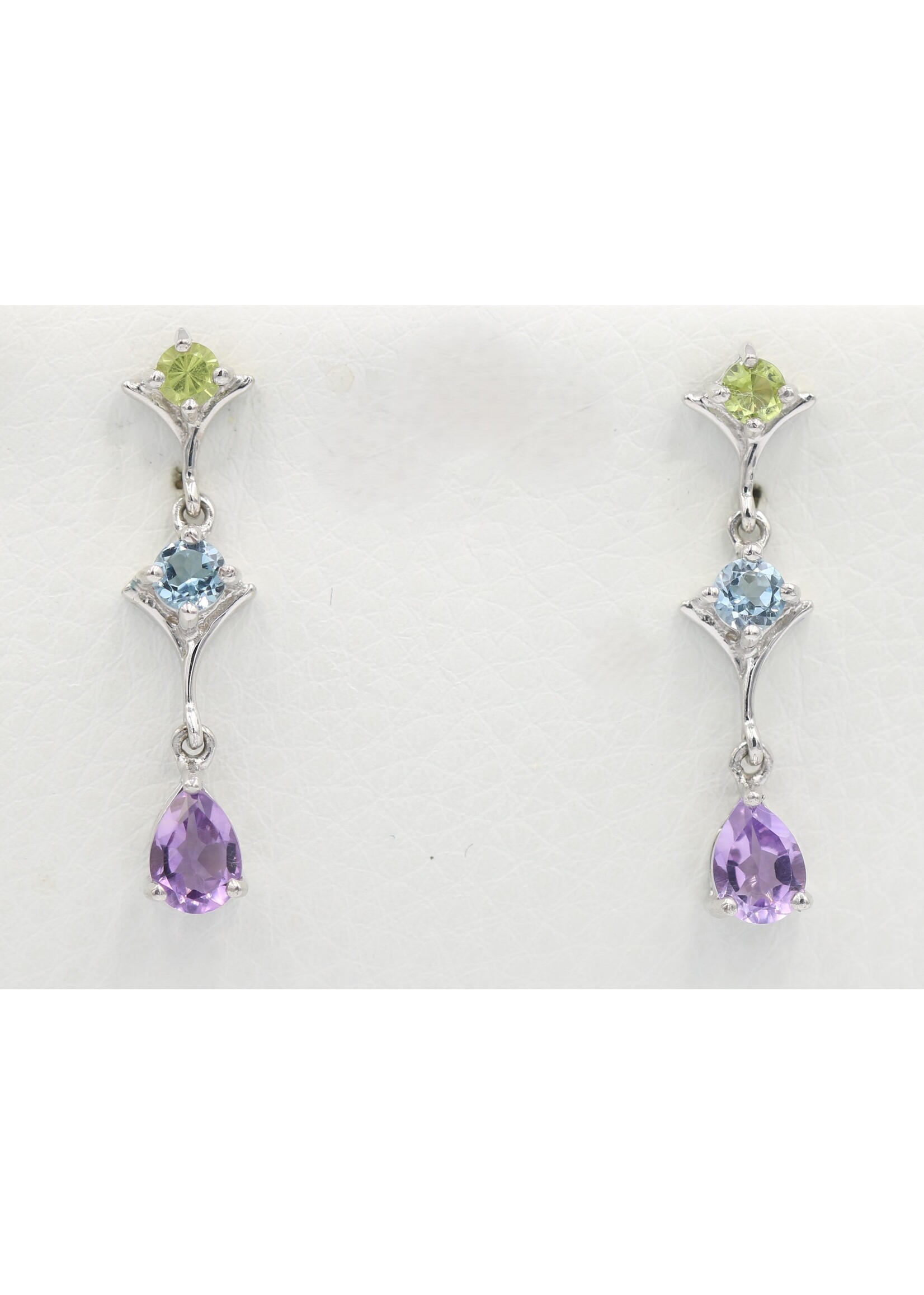 Oorbellen met Topaas,Peridot en Amethisten