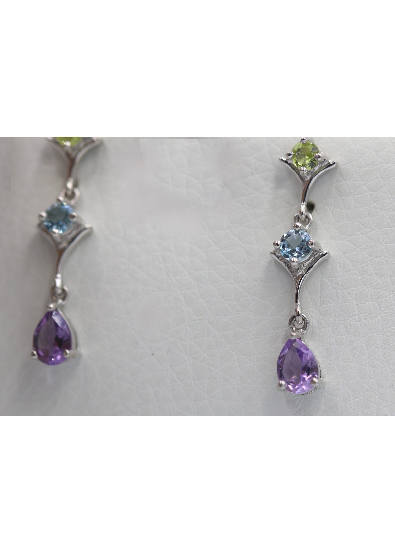 Earrings with Topaz, Peridot and Amethysts