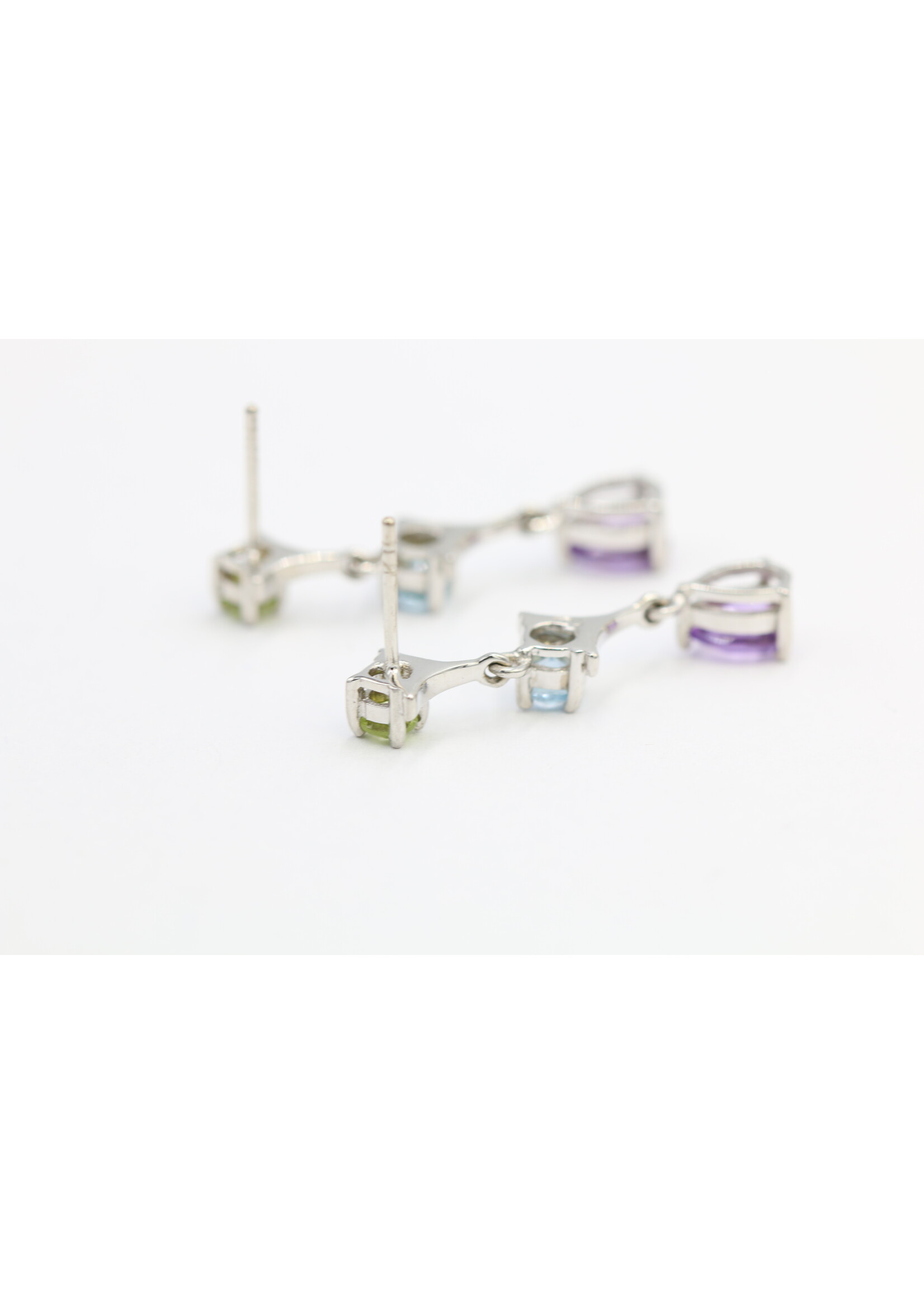 Oorbellen met Topaas,Peridot en Amethisten