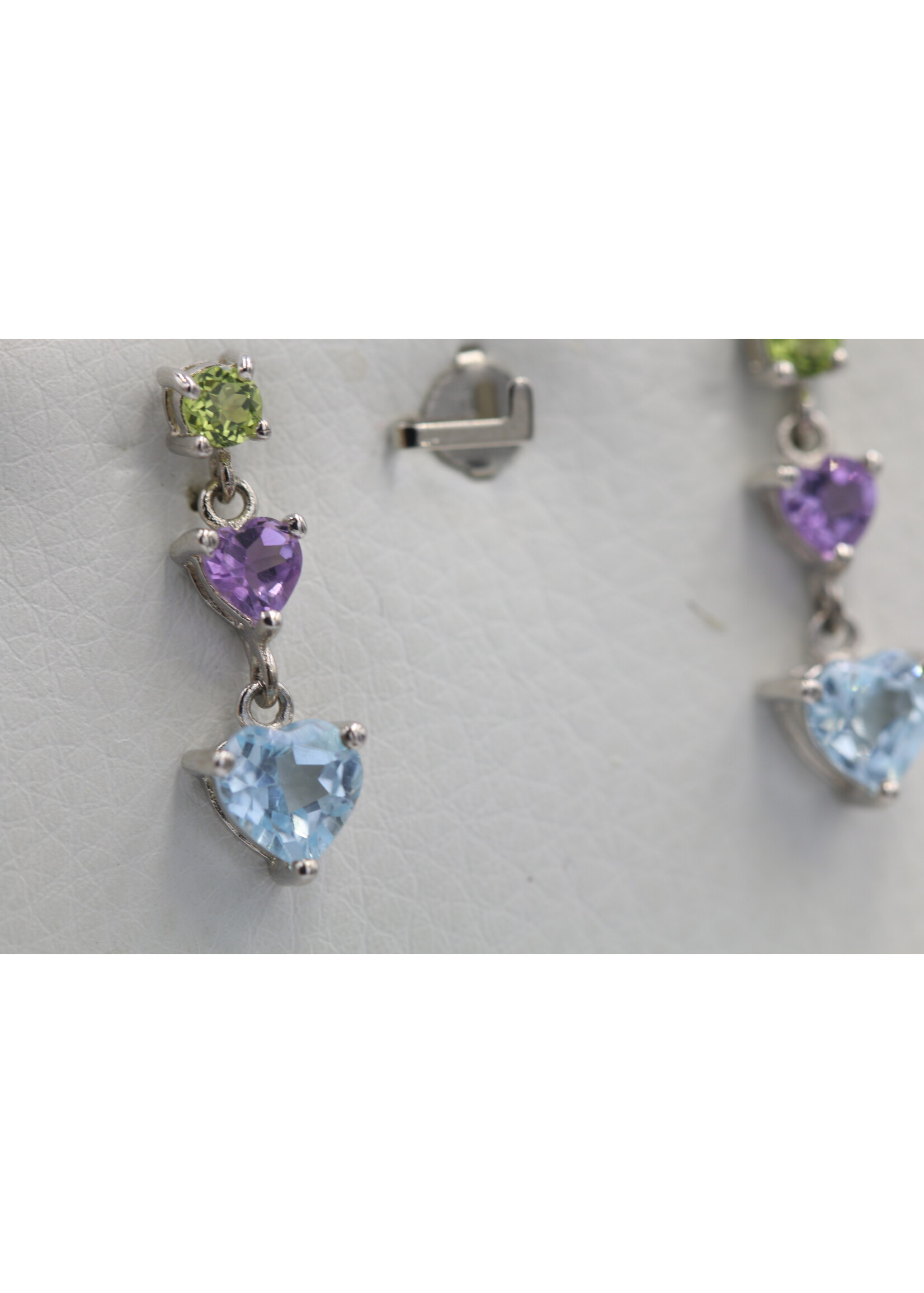 Earrings with Topaz, Peridot and Amethysts