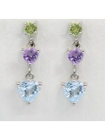 Boucles d'oreilles avec Topaze, Péridot et Améthystes