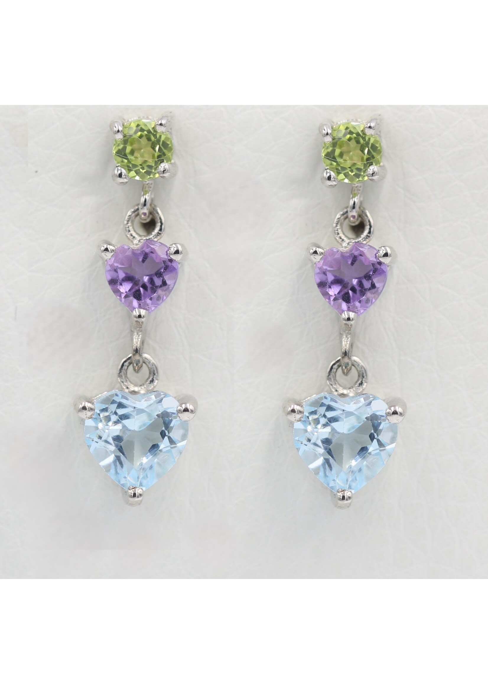 Earrings with Topaz, Peridot and Amethysts