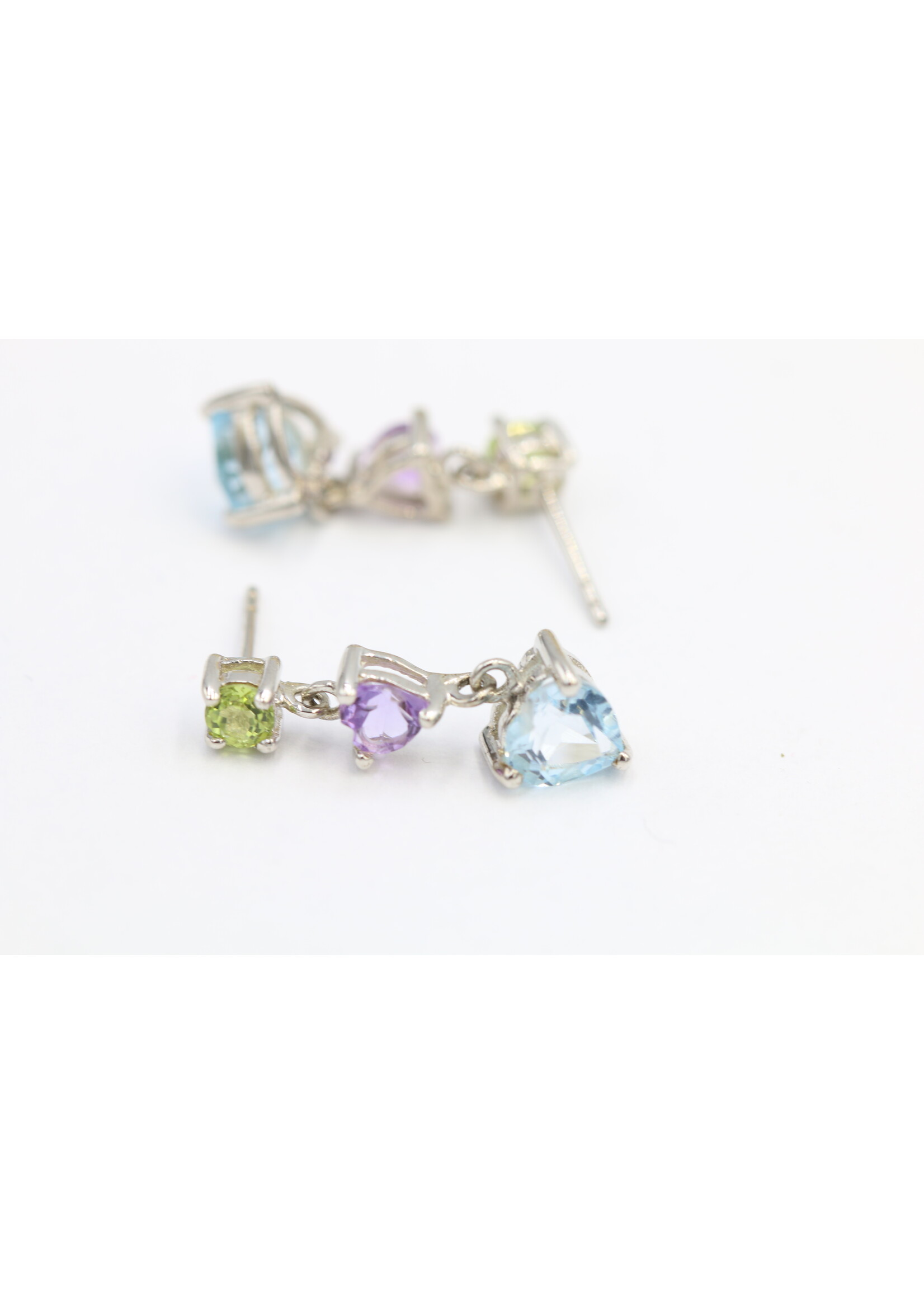 Oorbellen met Topaas,Peridot en Amethisten