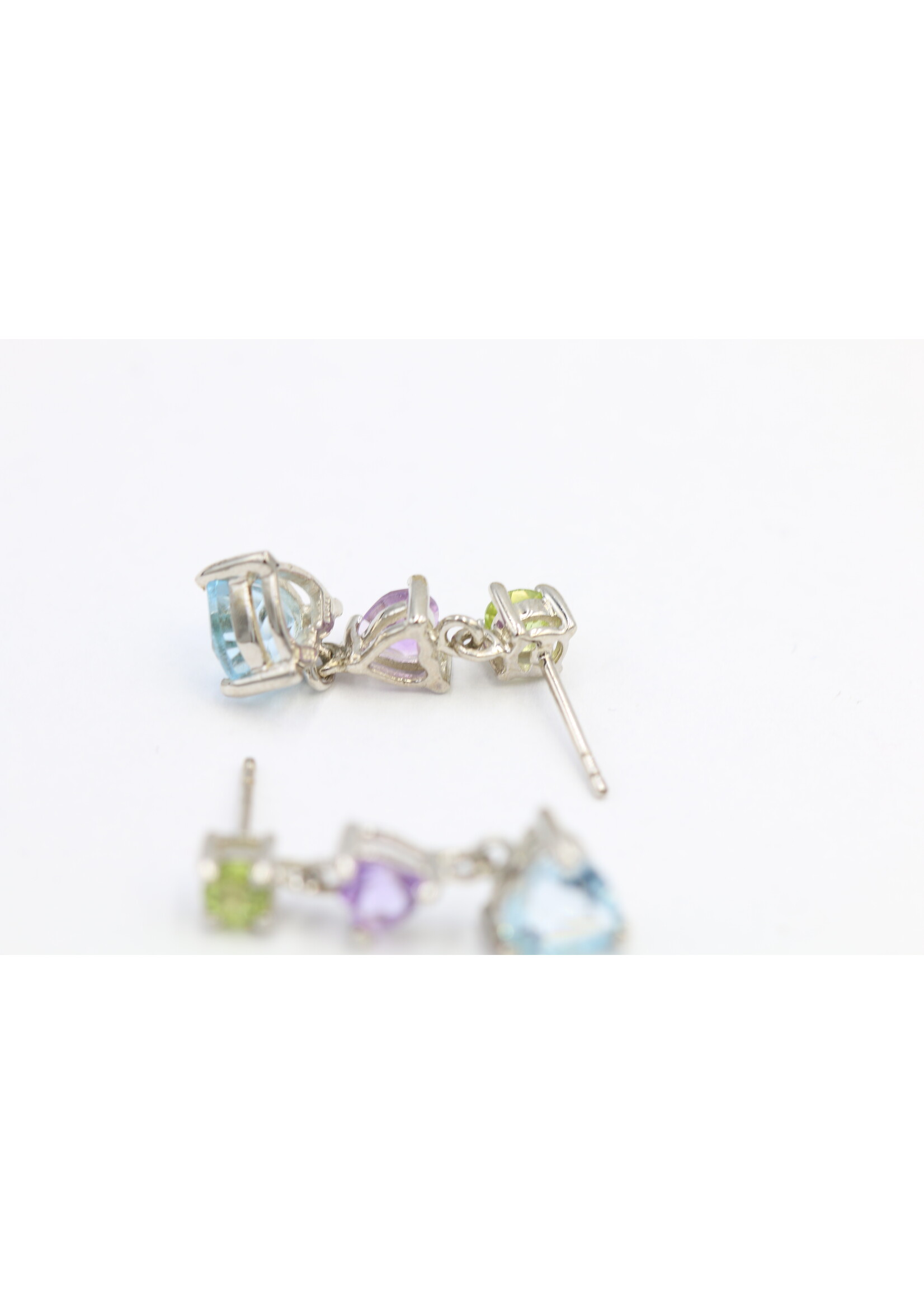 Oorbellen met Topaas,Peridot en Amethisten