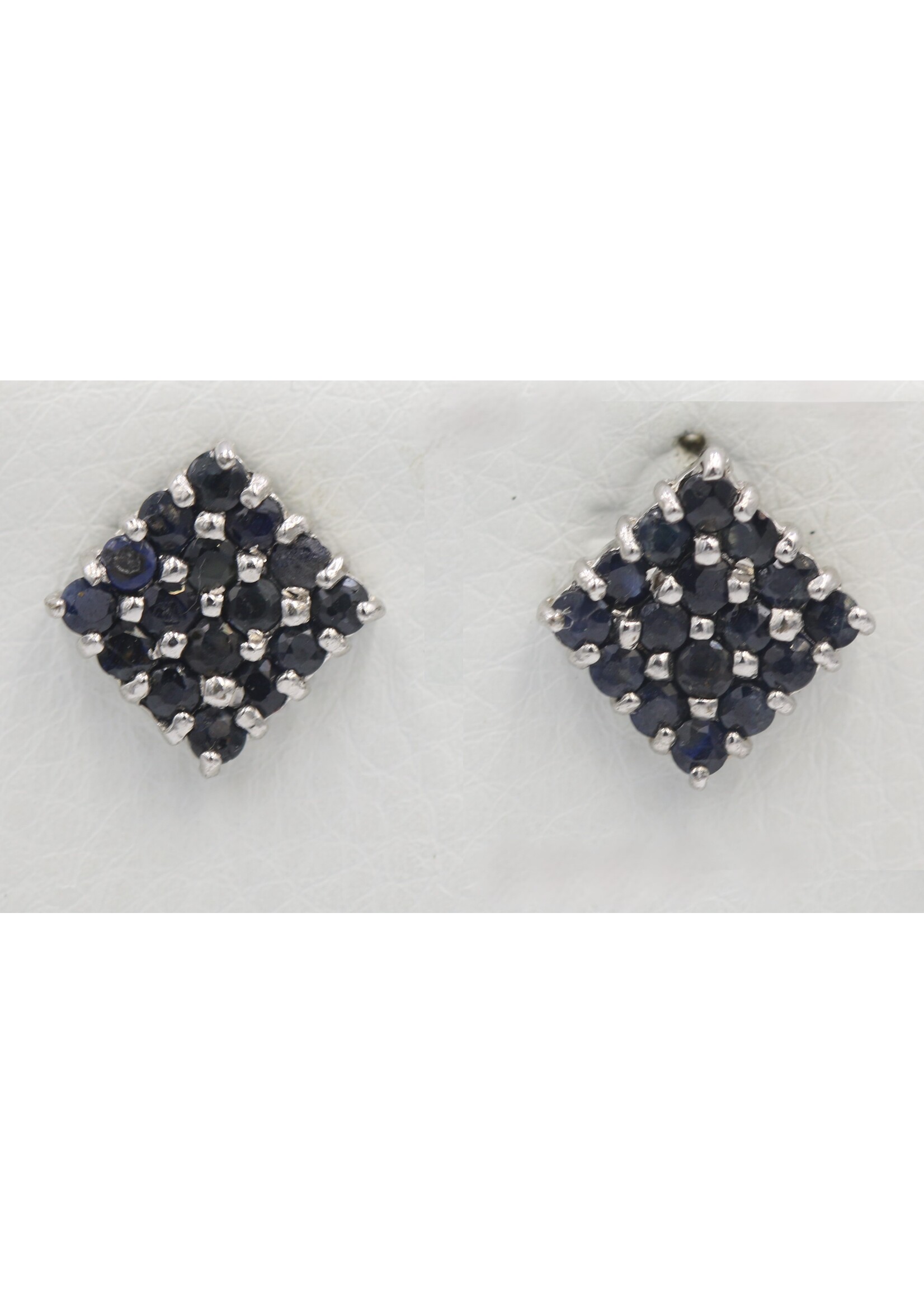 925 rhodium plated silver earrings set with natural sapphires