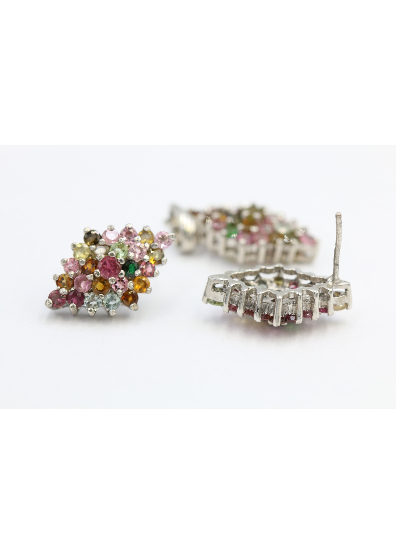 Parure en Argent 925 Rhodié sertie de Tourmalines Naturelles Multicolores