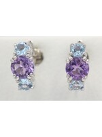 Earrings with Amethyst and Blue Topaz