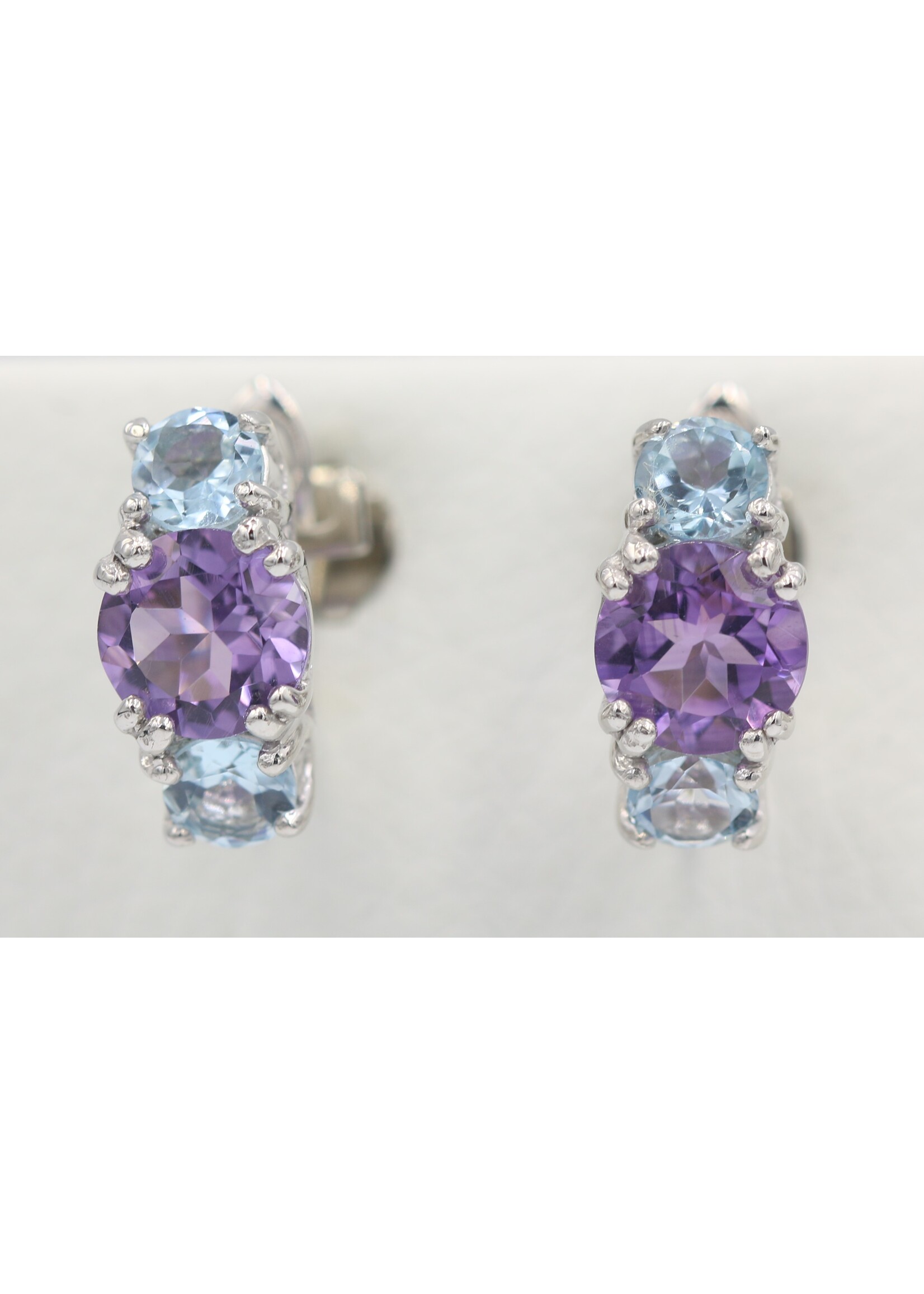 Silver 925 Earrings with Amethyst and Blue Topaz