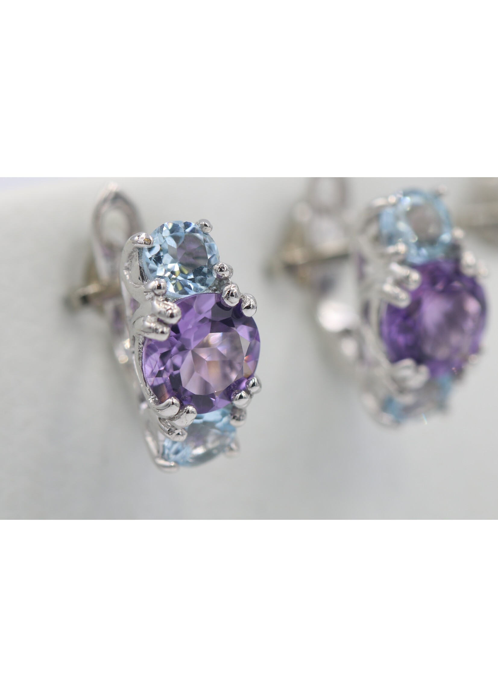 Silver 925 Earrings with Amethyst and Blue Topaz