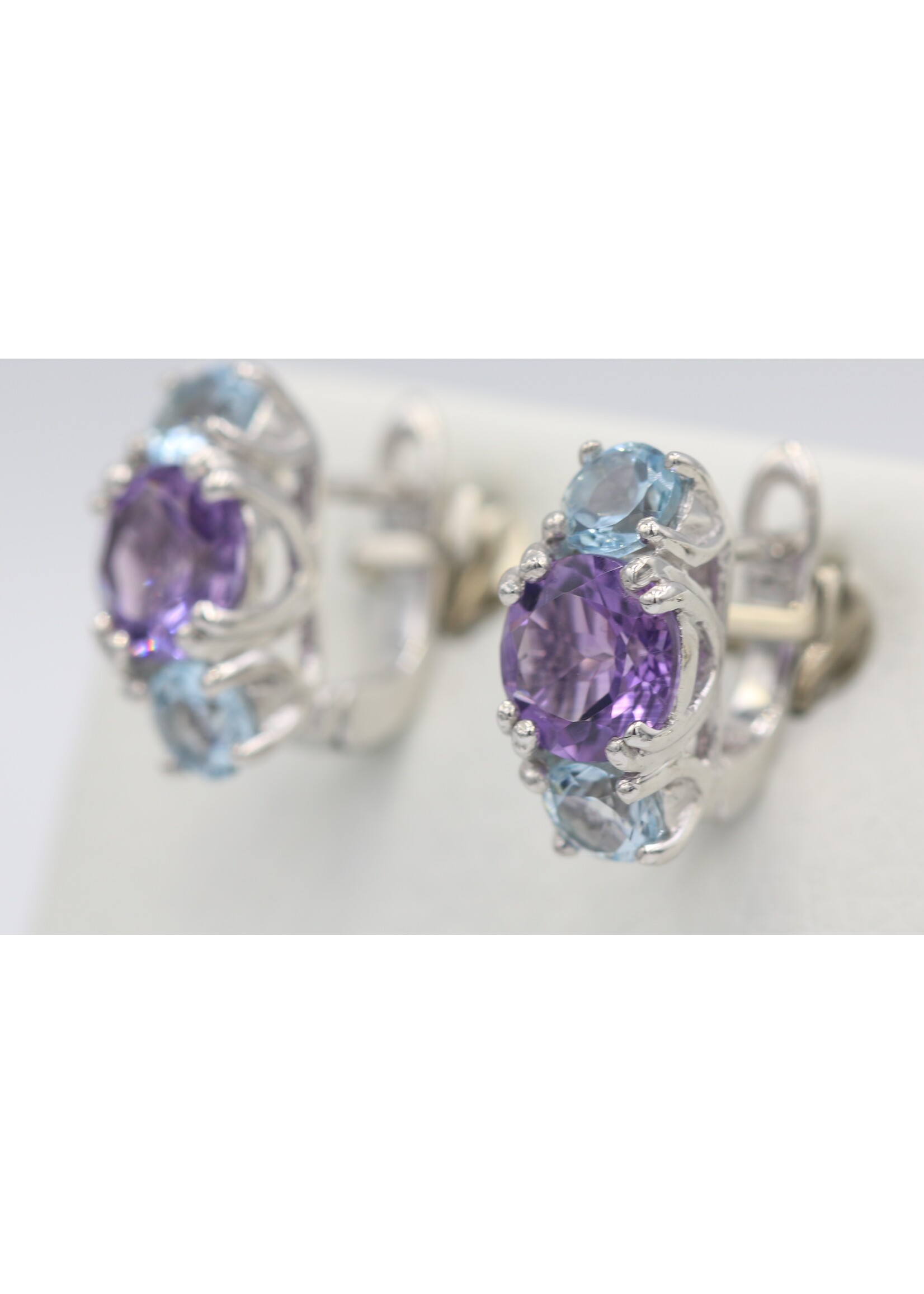 Silver 925 Earrings with Amethyst and Blue Topaz