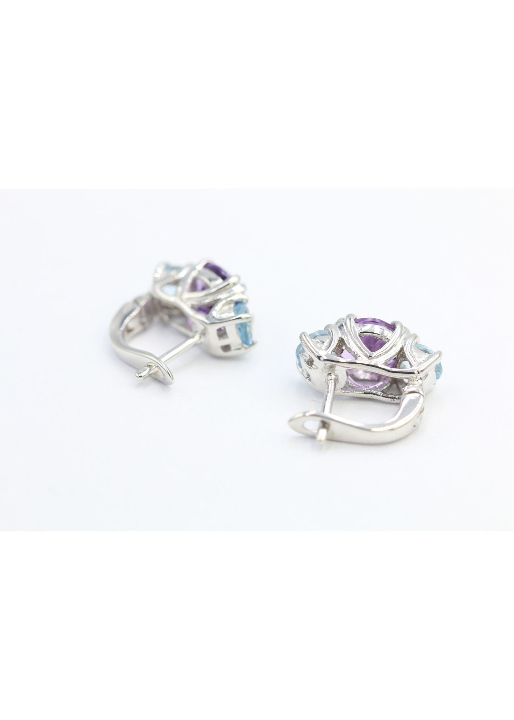 Silver 925 Earrings with Amethyst and Blue Topaz