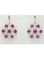 Boucles d'oreilles avec Opale et Rubis