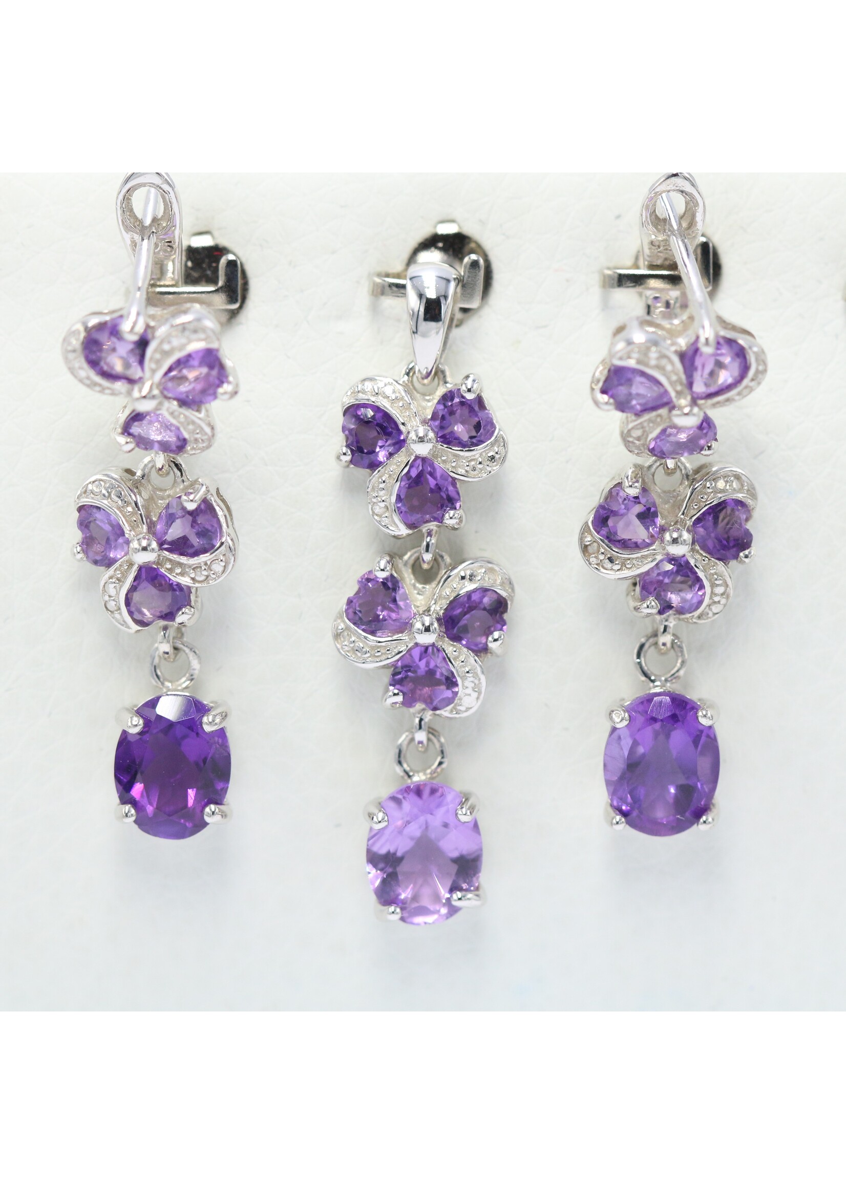 Parure in argento rodiato 925 con ametiste naturali