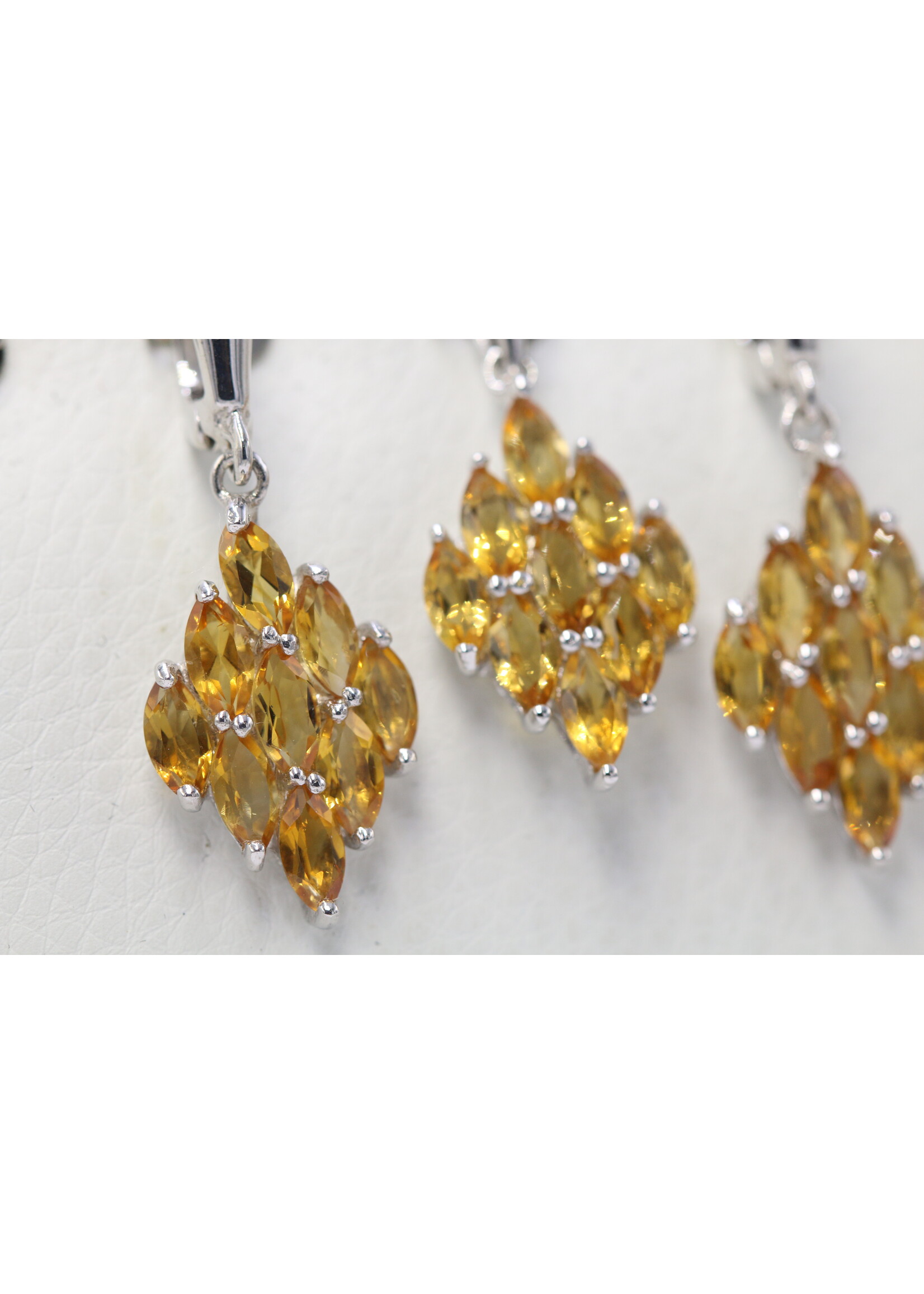 925 rhodium plated silver set with natural Citrine