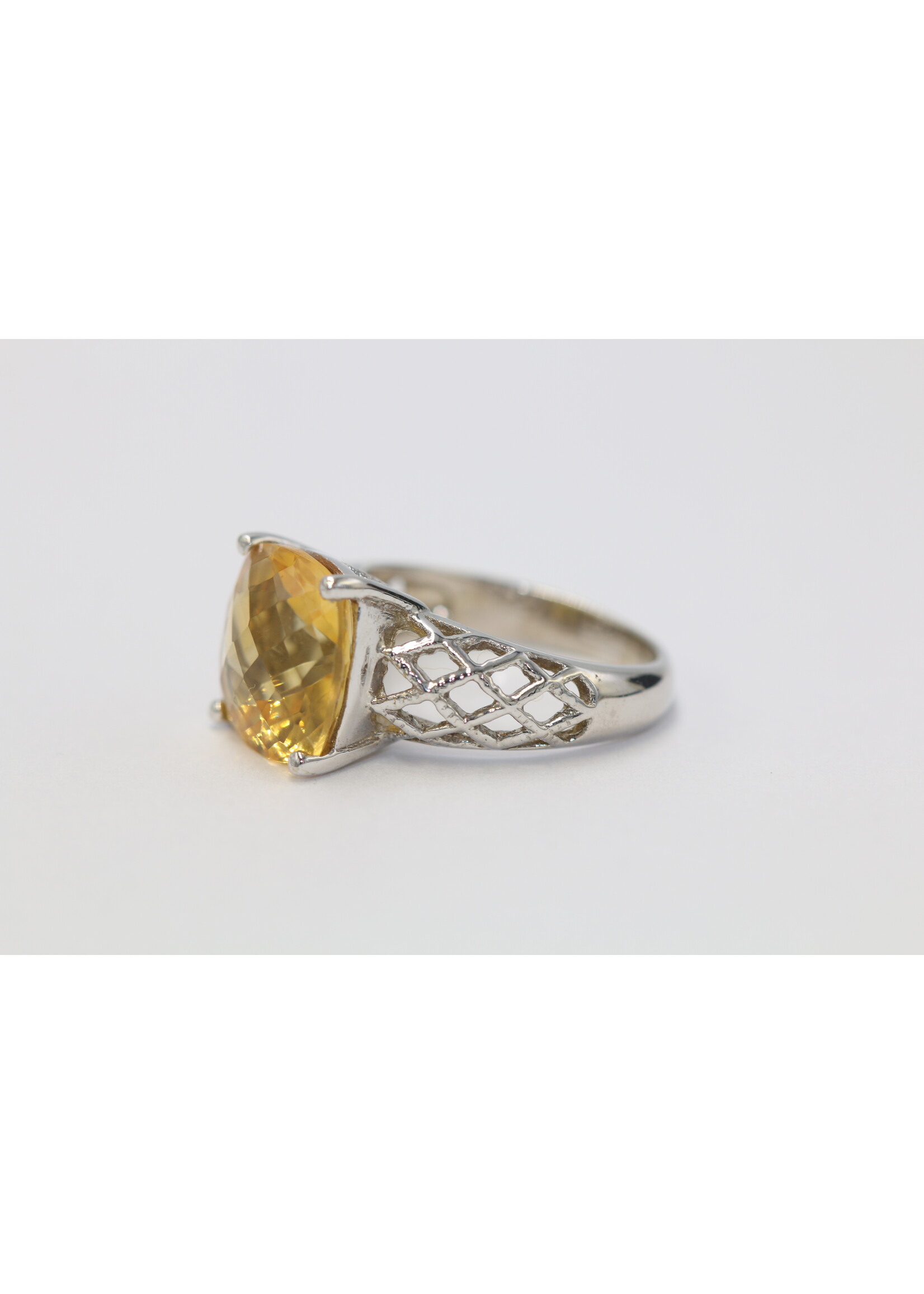 Anello in argento rodiato 925 con citrino naturale