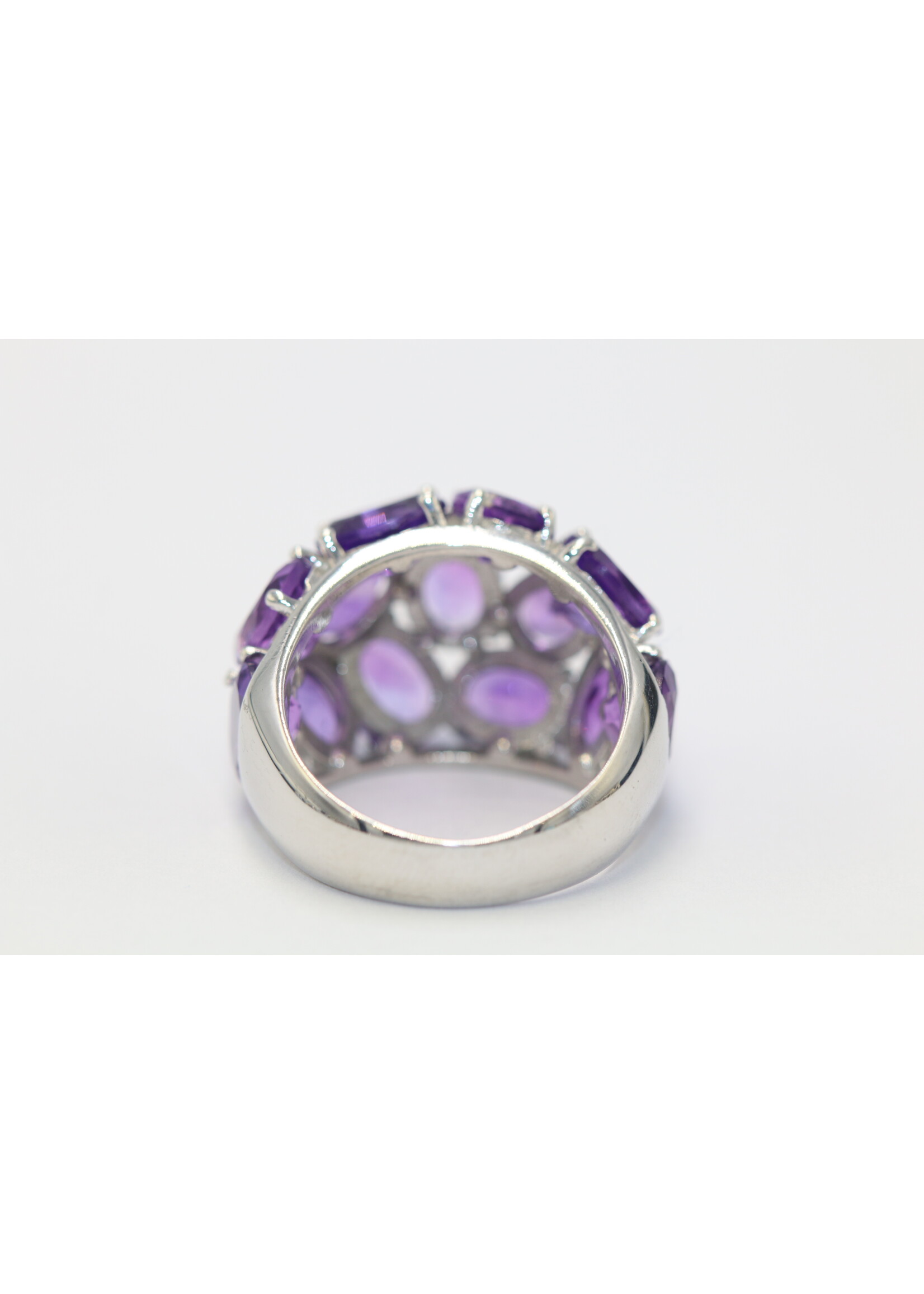 Anello in argento rodiato 925 con ametiste naturali