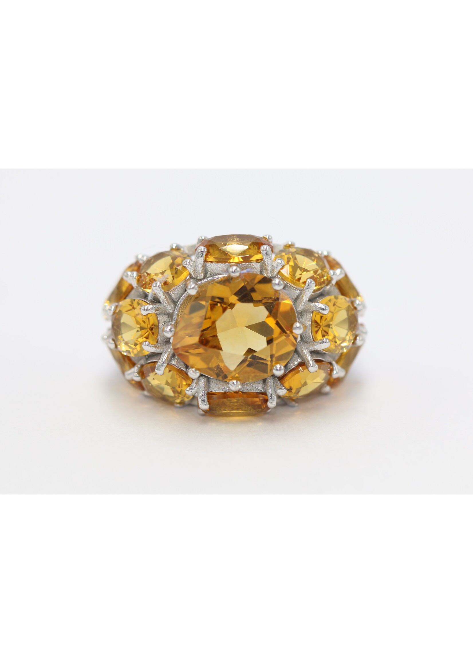 Anello in argento rodiato 925 con citrini naturali