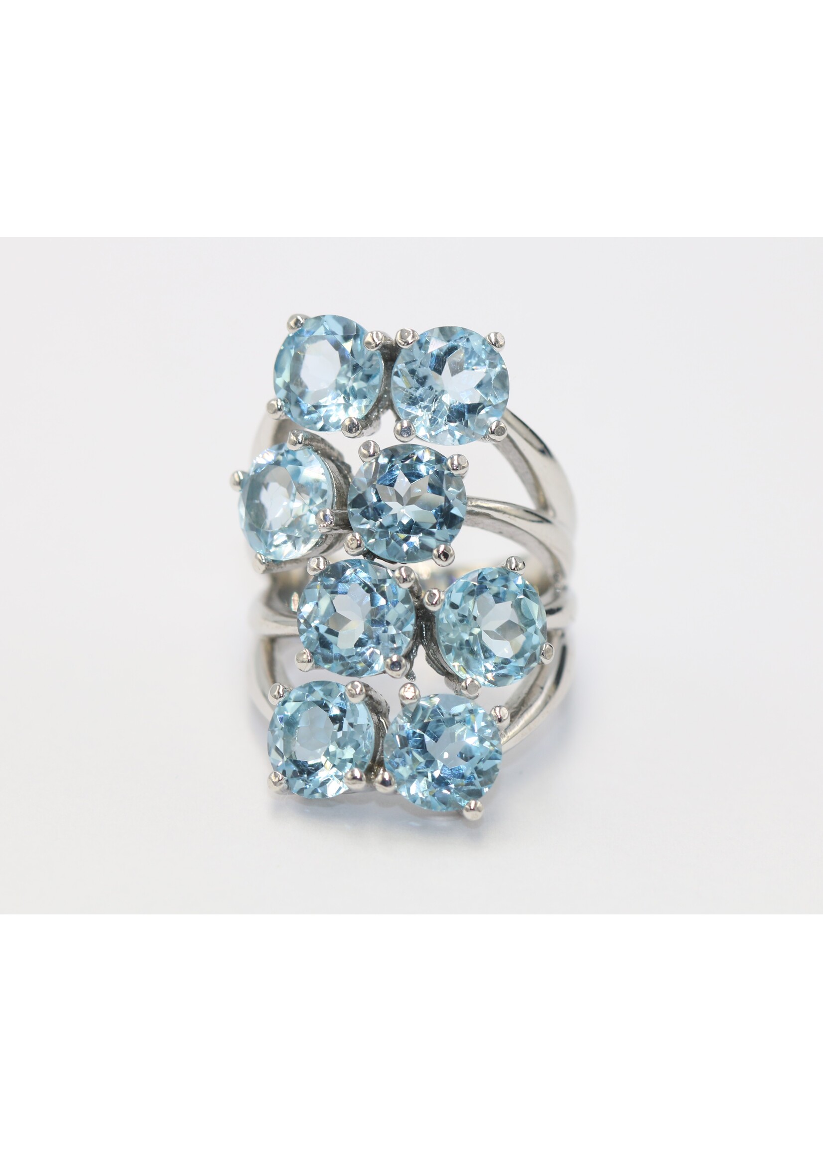 925 rhodium plated silver ring set with natural Blue Topaz