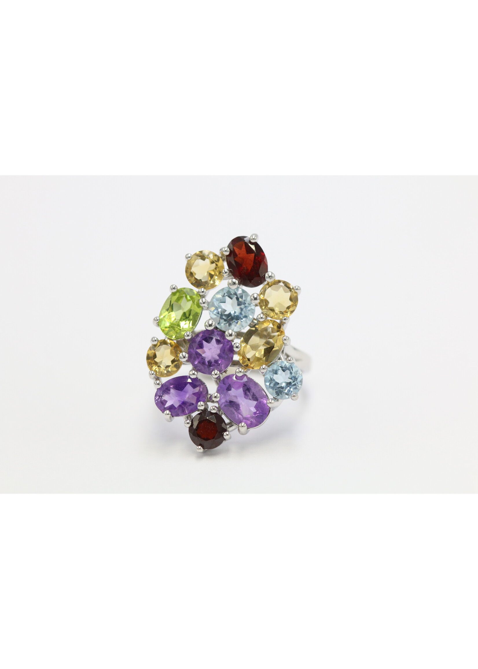 Anello in argento rodiato 925 con pietre preziose naturali