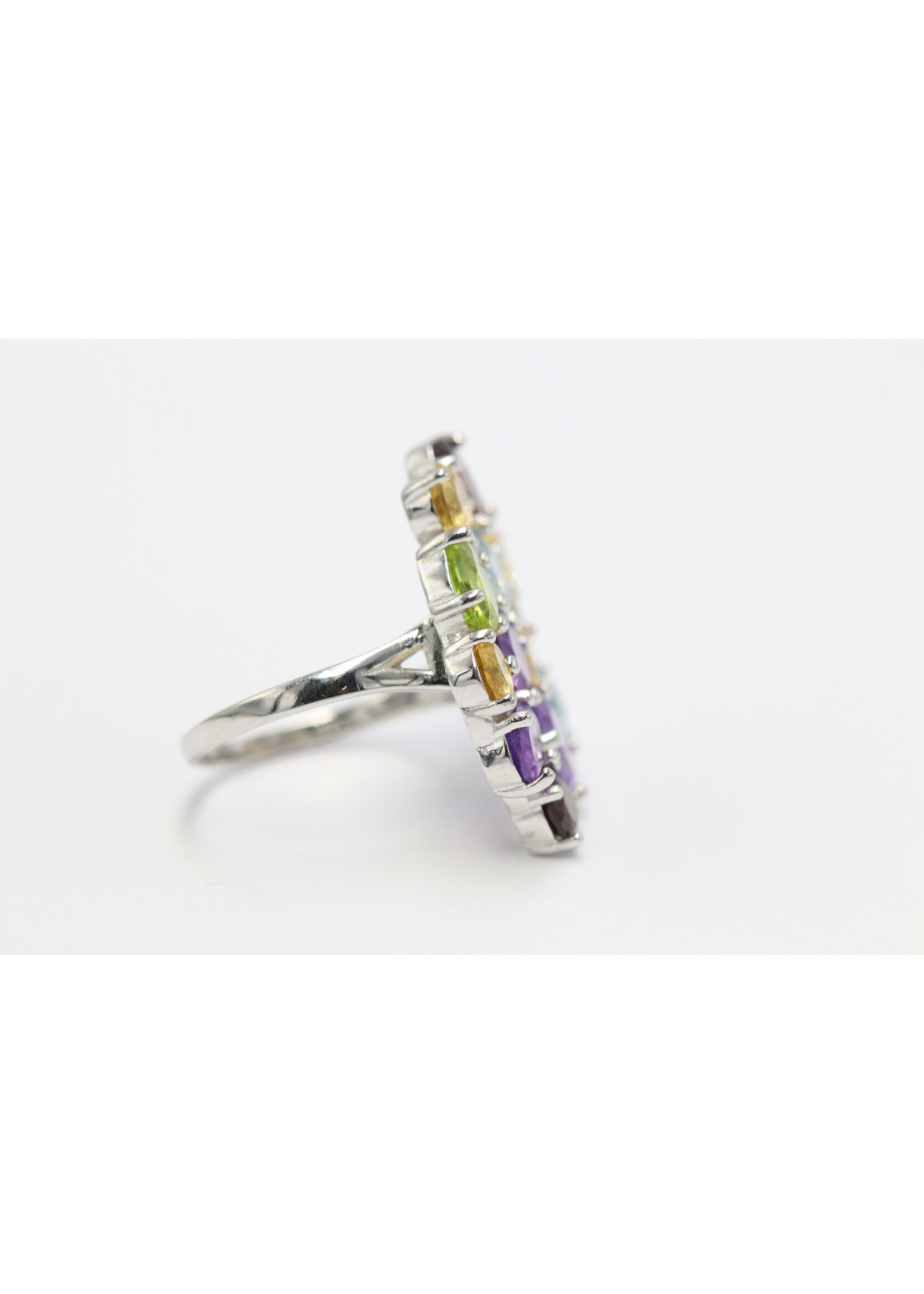 Anello in argento rodiato 925 con pietre preziose naturali