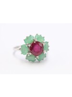 Ring with ruby and emeralds
