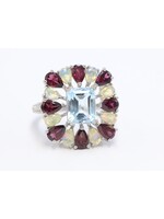 Bague avec Topaze, Opale et Rhodolites