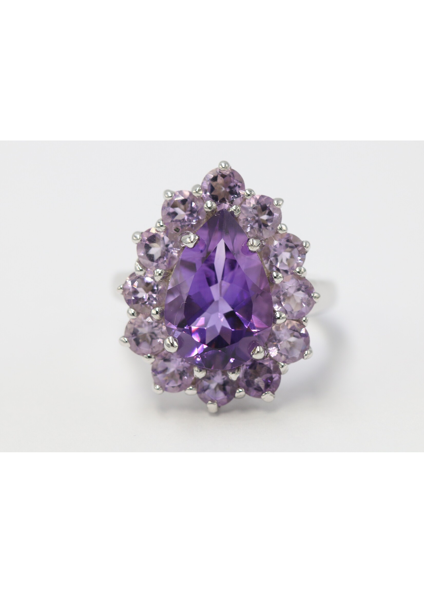Anello in argento rodiato 925 con ametiste naturali