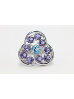 Ring with Blue Topaz and Amethysts