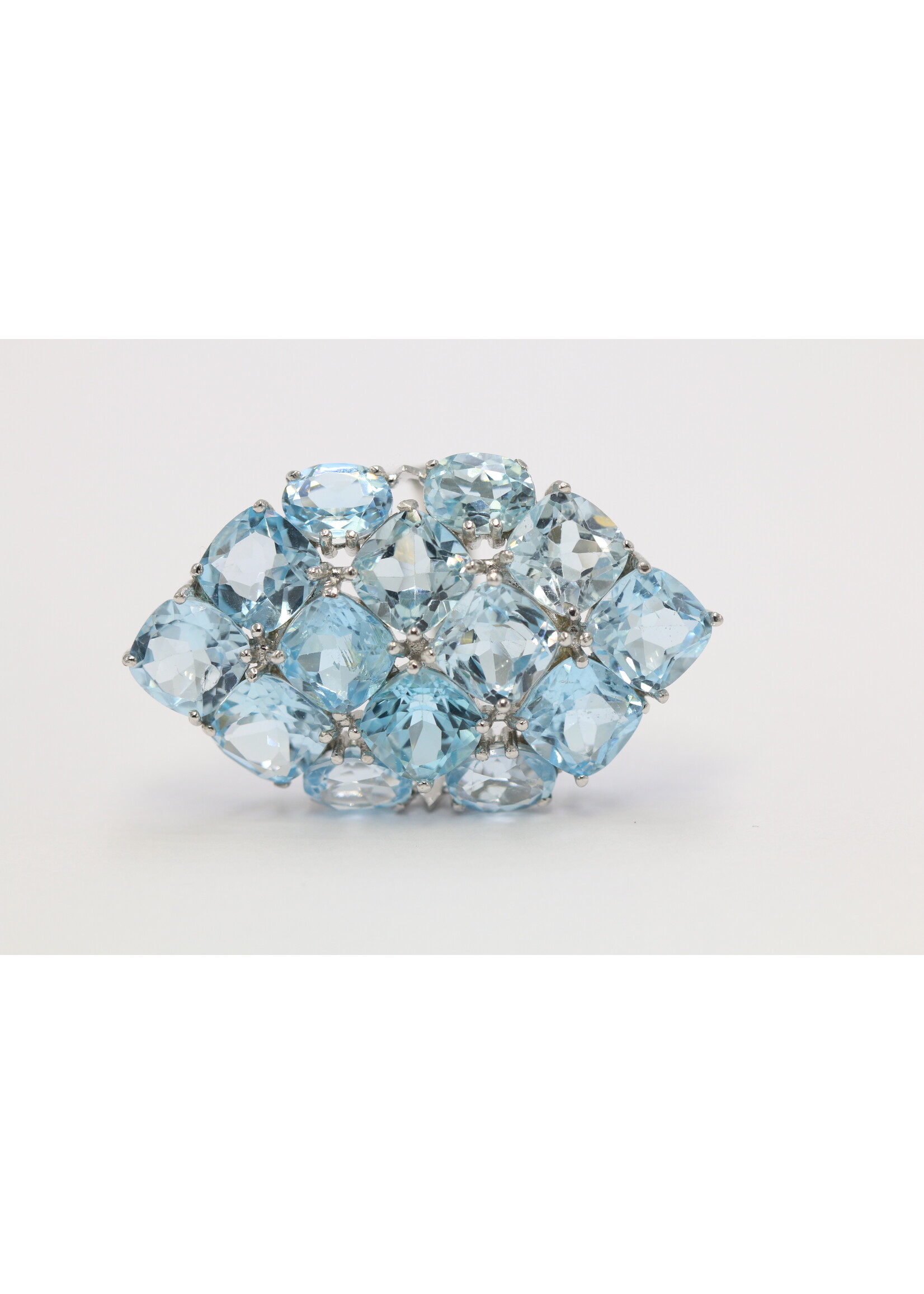 925 rhodium plated silver ring set with natural Blue Topaz