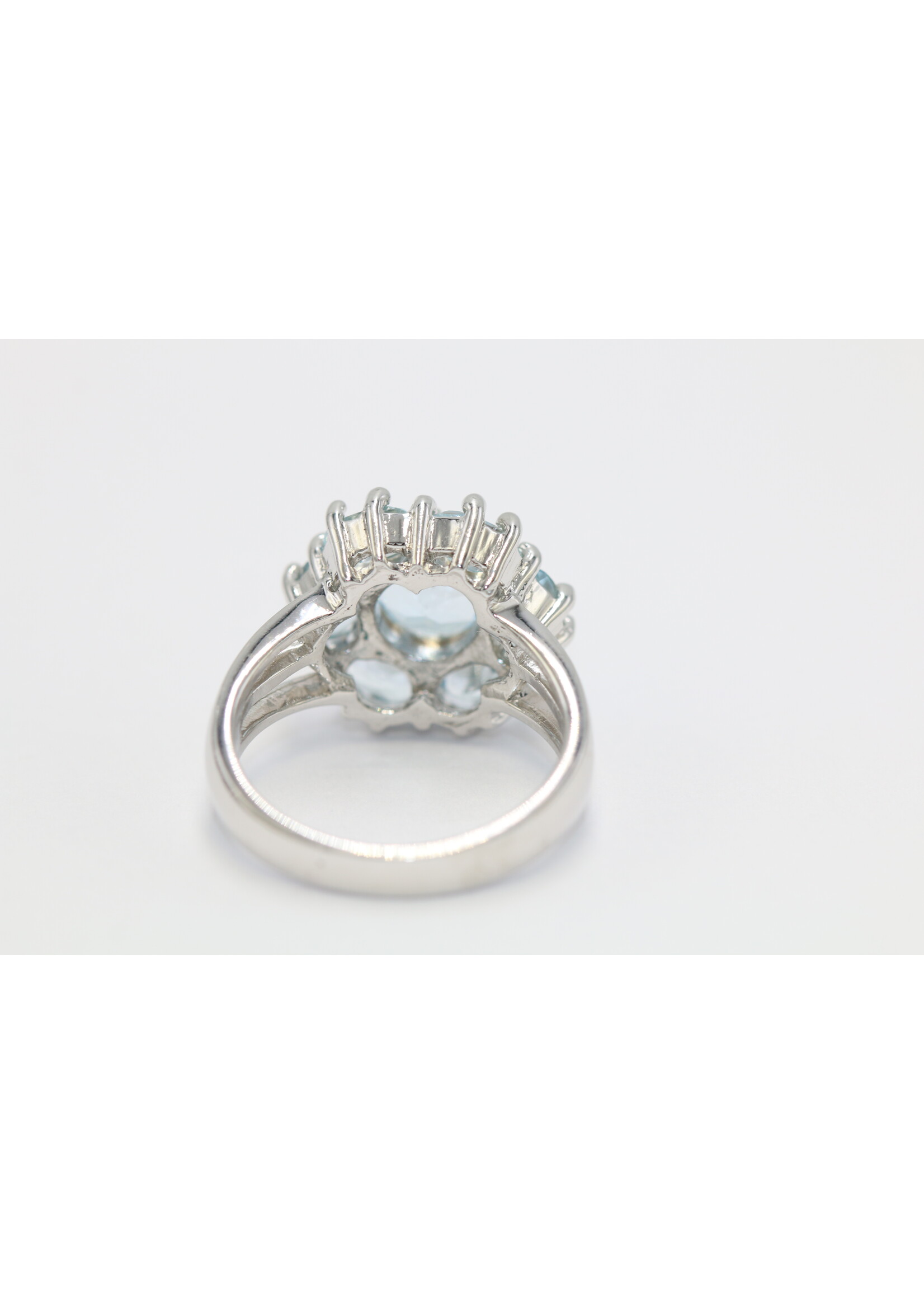 925 rhodium plated silver ring set with natural Blue Topaz