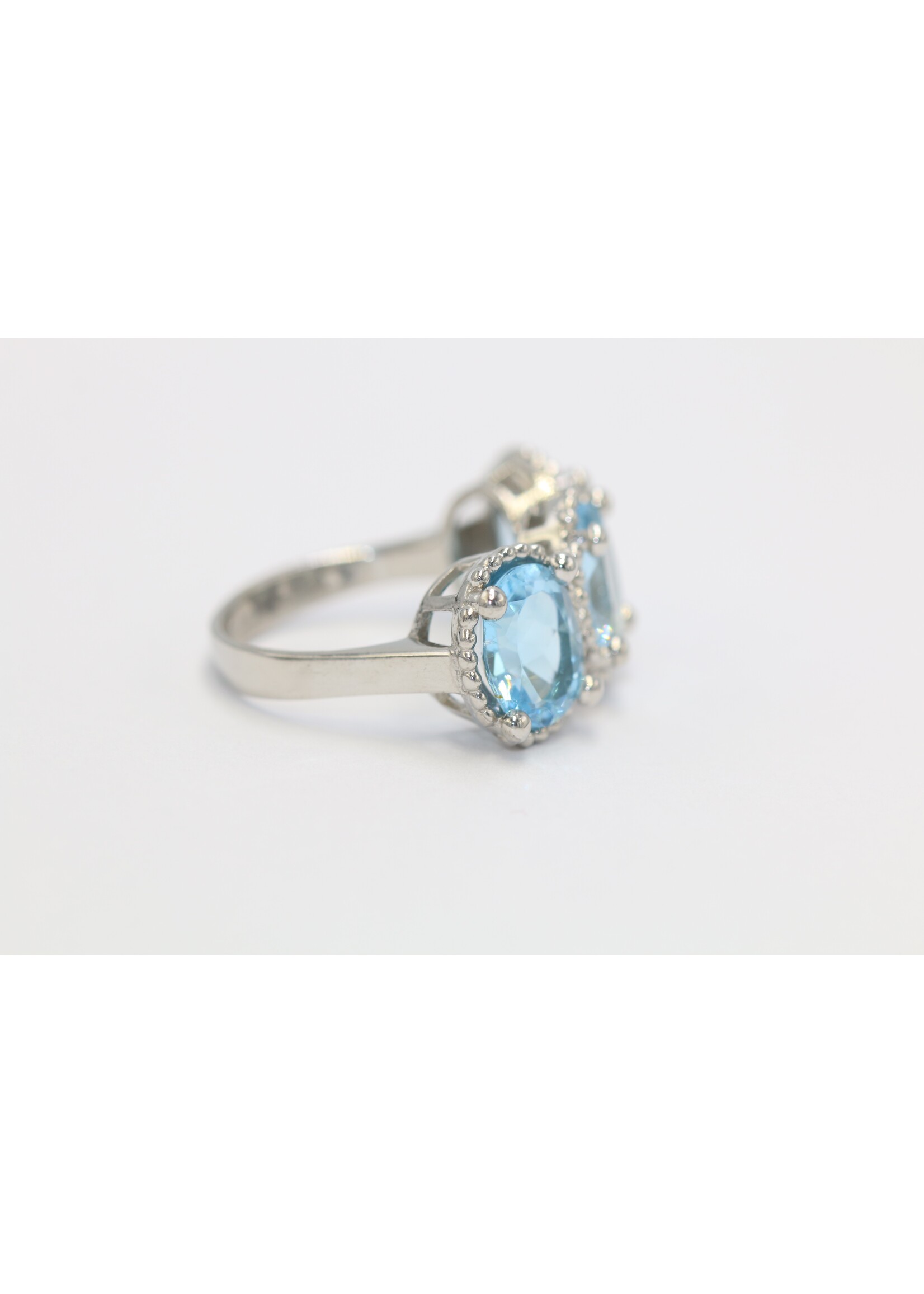 925 rhodium plated silver ring set with natural Blue Topaz