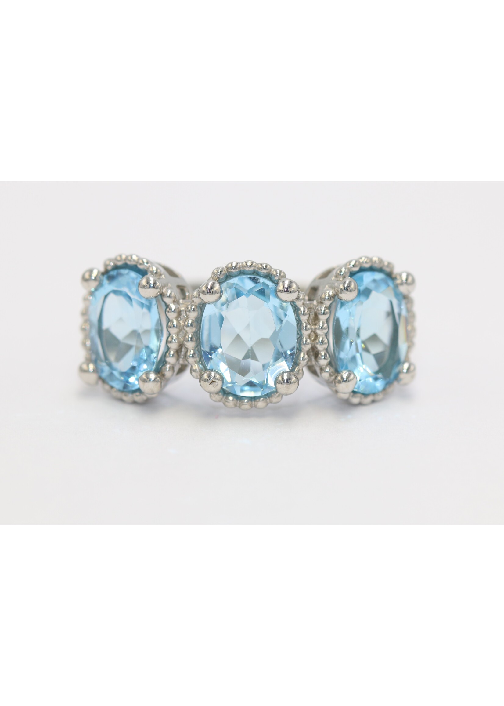 925 rhodium plated silver ring set with natural Blue Topaz