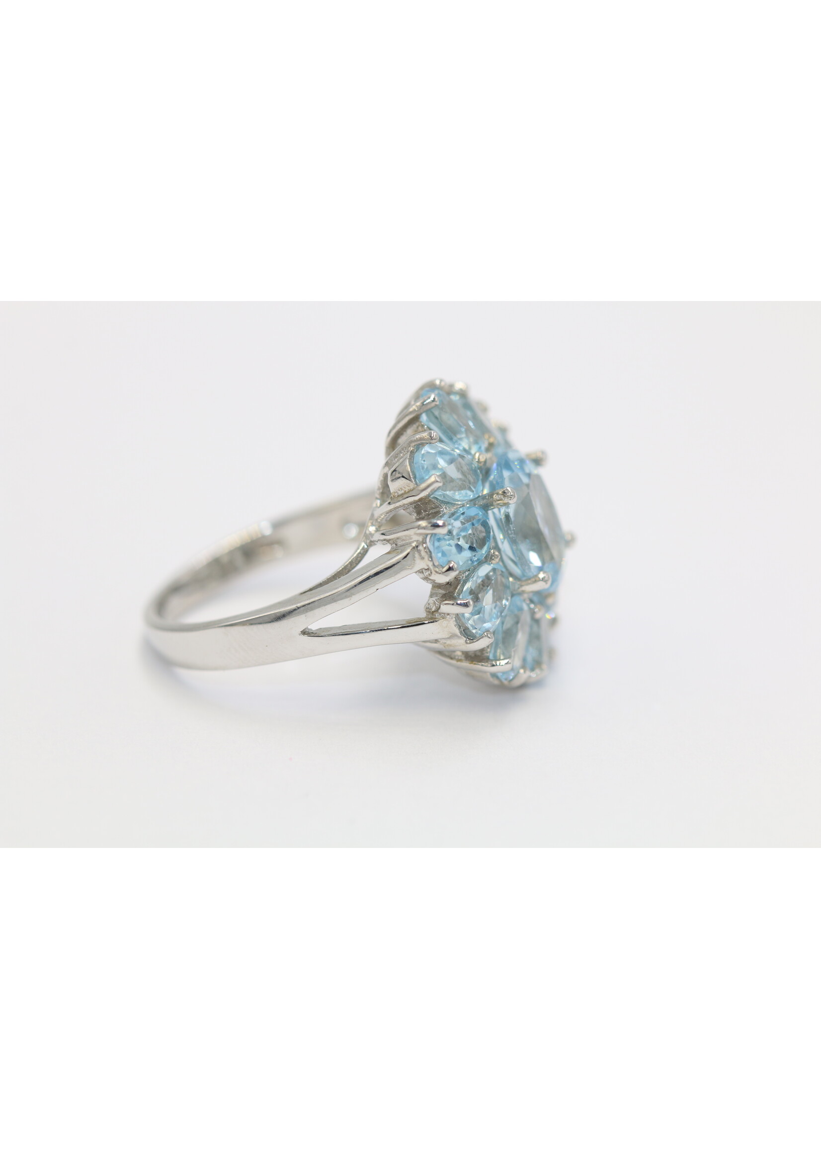 Bague en argent 925 rhodié sertie d'une Topaze Bleue naturelle