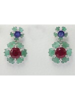 Earrings with Sapphire, Ruby and Emeralds