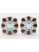 Boucles d'oreilles avec Topaze, Opale et Rhodolites