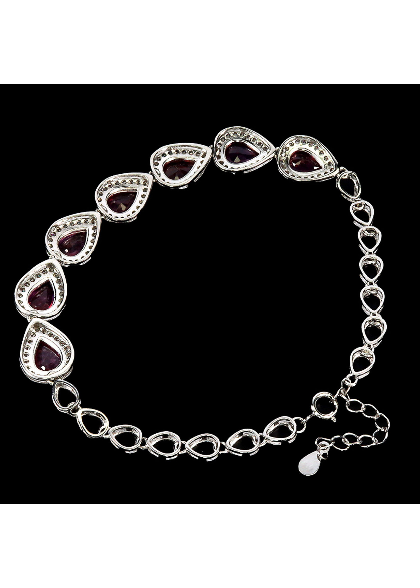 Bracciale in argento rodiato 925 con rubini naturali
