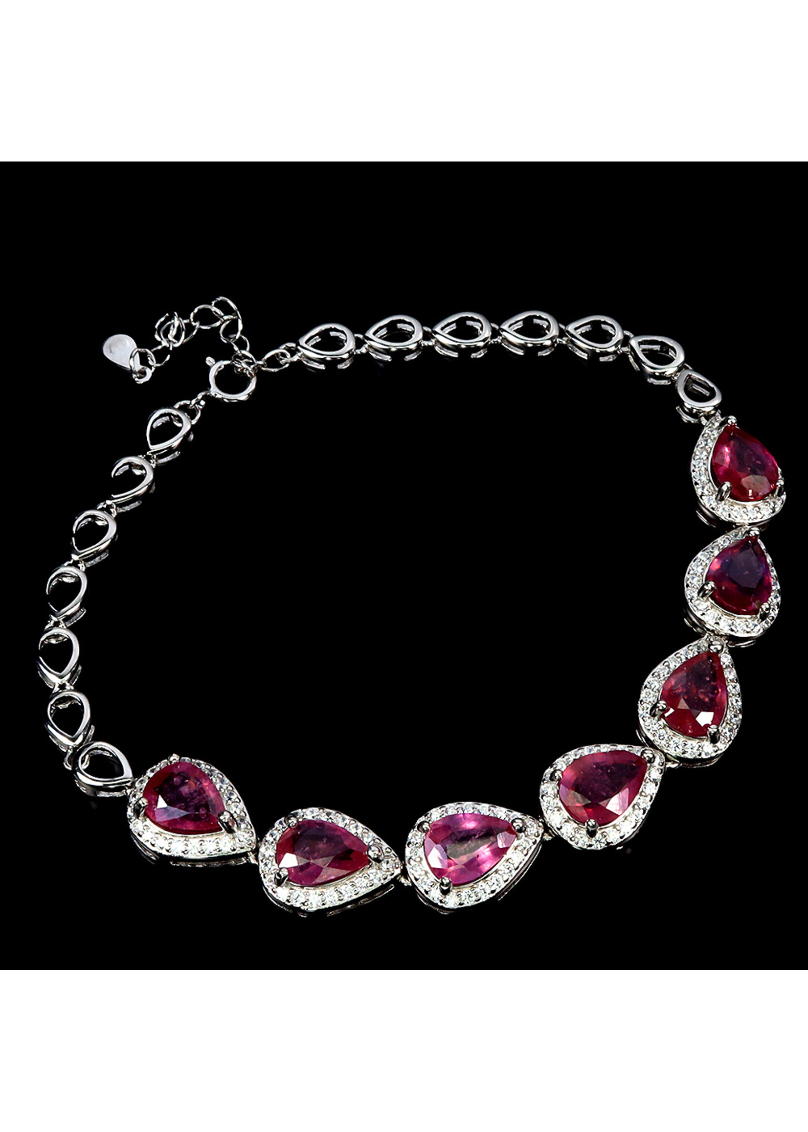 Bracciale in argento rodiato 925 con rubini naturali