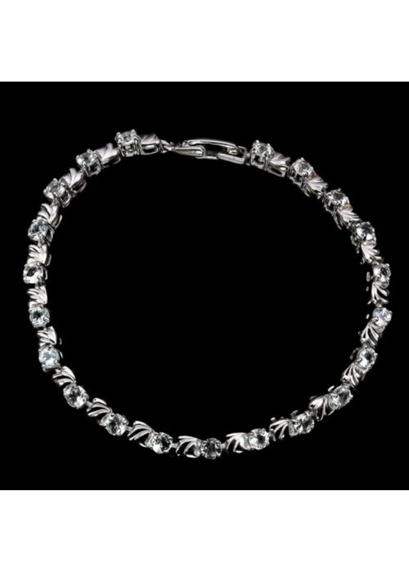 925 gerhodineerd zilveren Armband bezet met natuurlijke Aquamarijnen