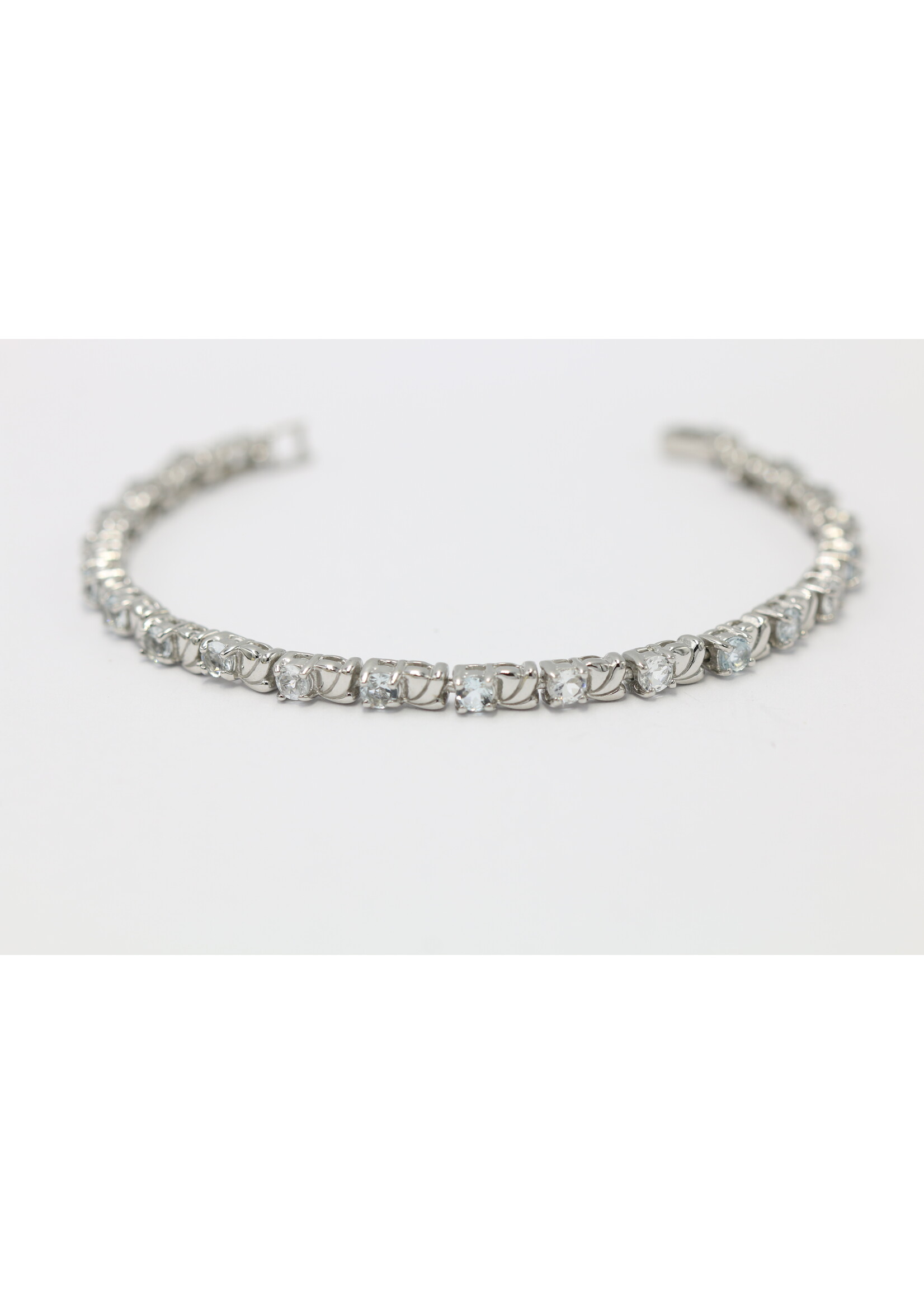 925 gerhodineerd zilveren Armband bezet met natuurlijke Aquamarijnen
