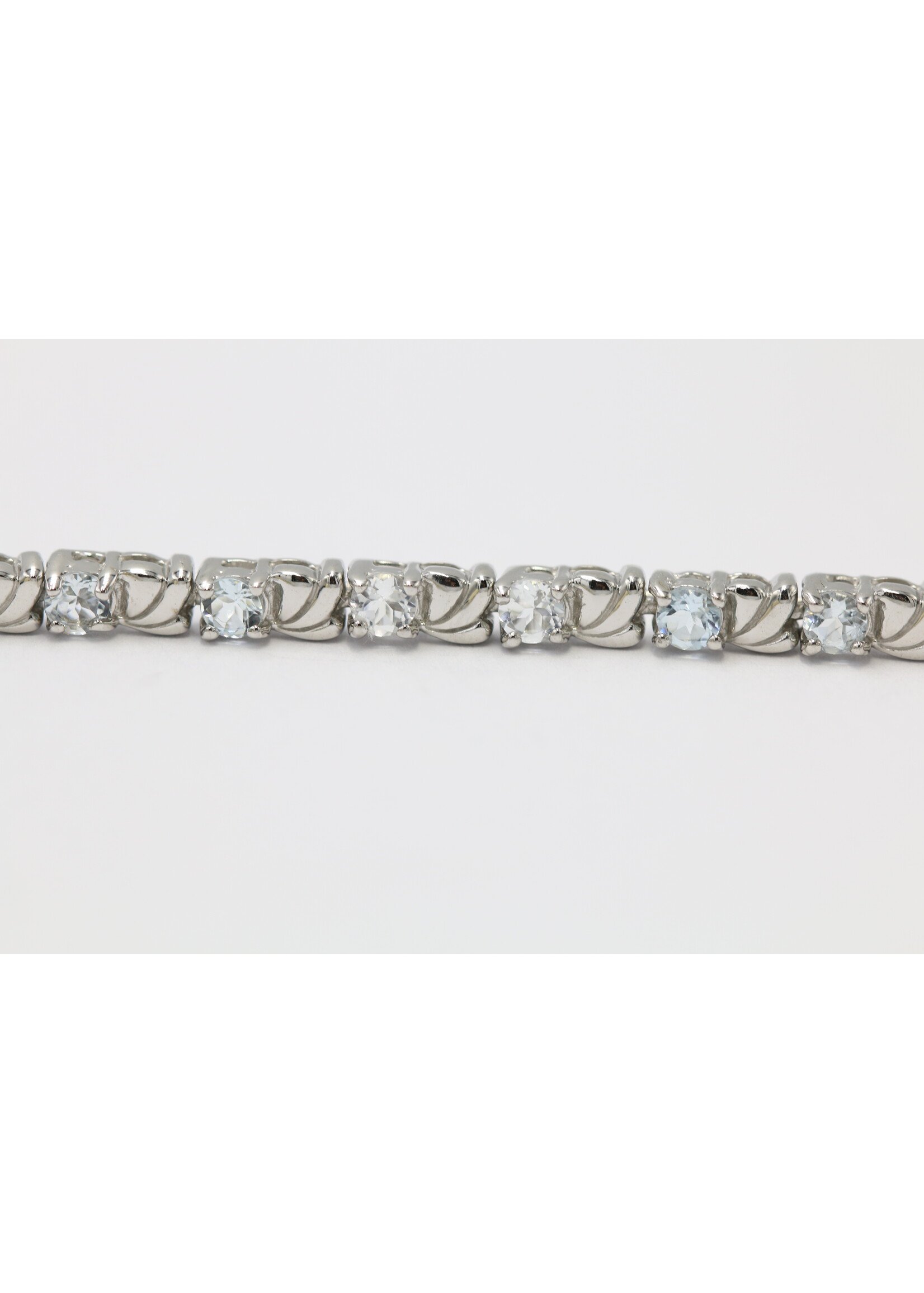 925 gerhodineerd zilveren Armband bezet met natuurlijke Aquamarijnen