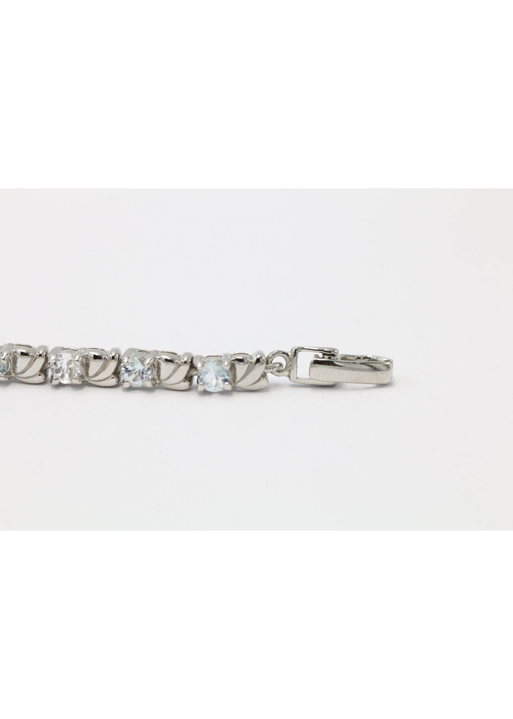 925 gerhodineerd zilveren Armband bezet met natuurlijke Aquamarijnen